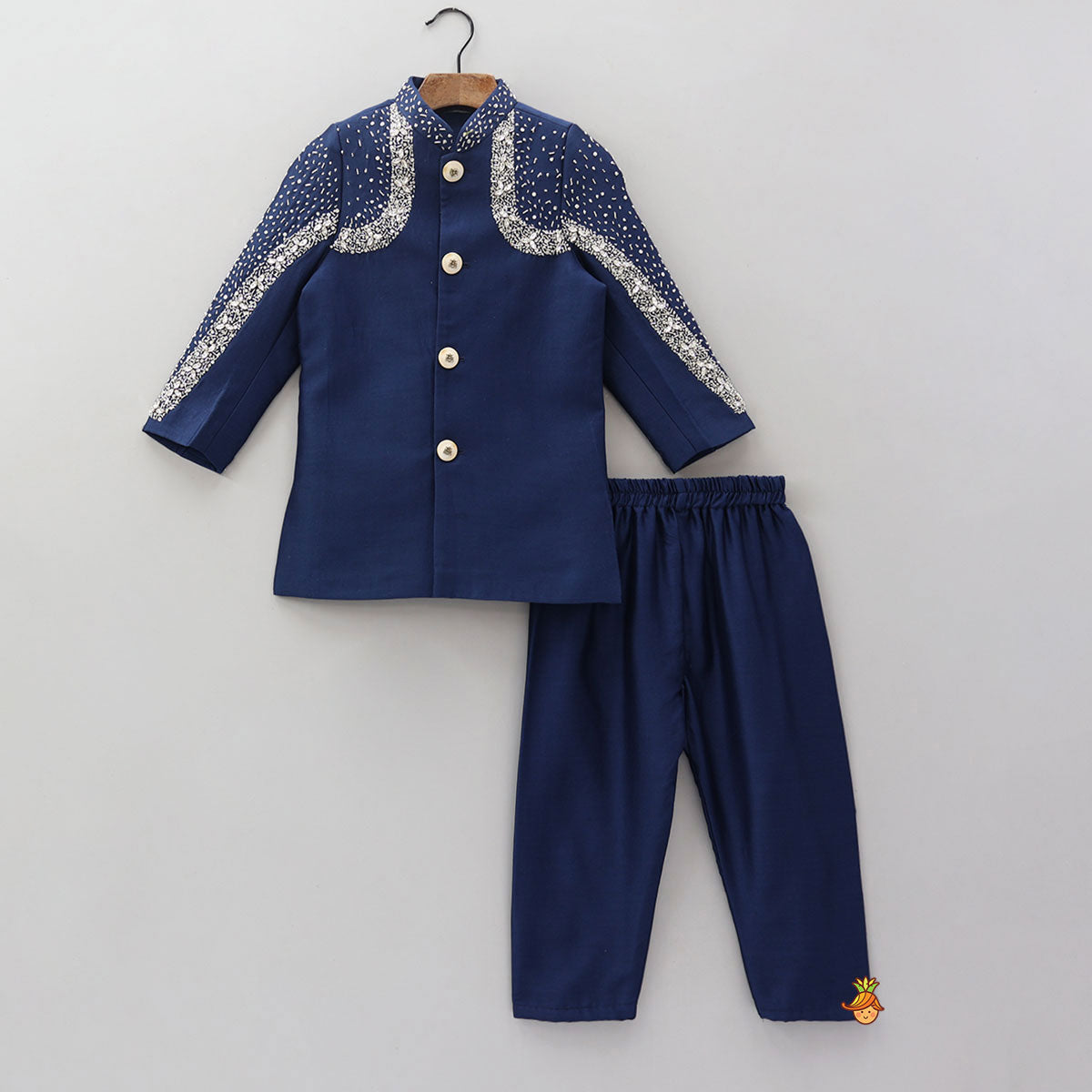 Pre Order: Elegant Beads Detailed Sherwani And Pyjama