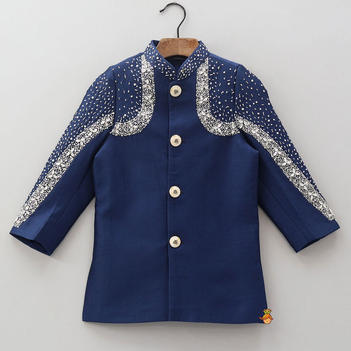 Pre Order: Elegant Beads Detailed Sherwani And Pyjama