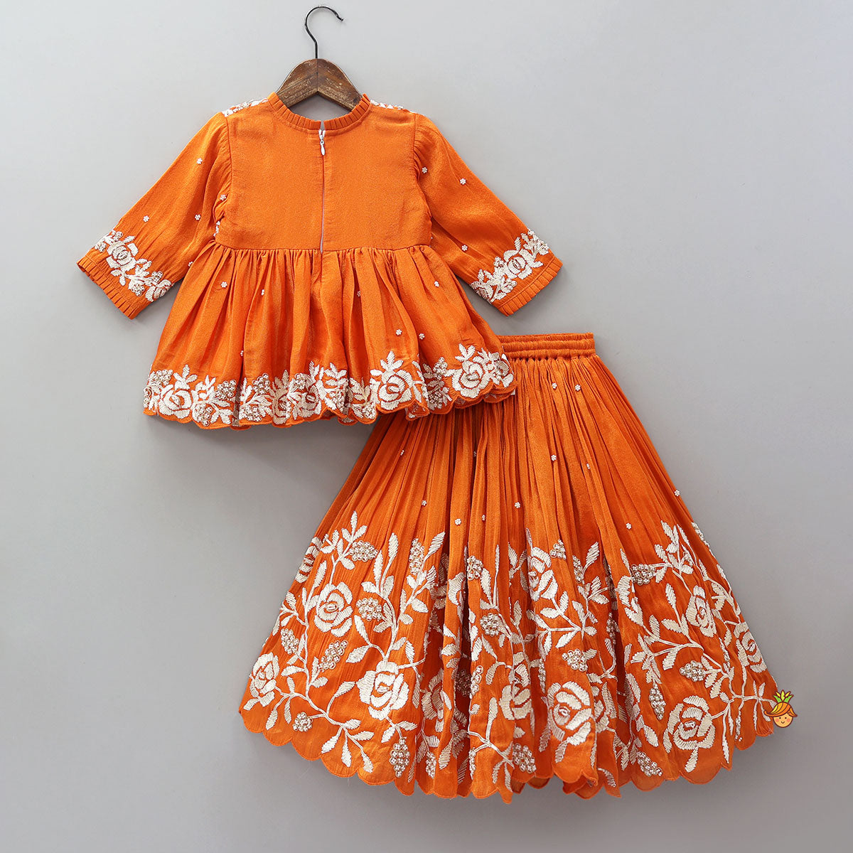 Pre Order: Gota Work Shimmery Kurti And Lehenga