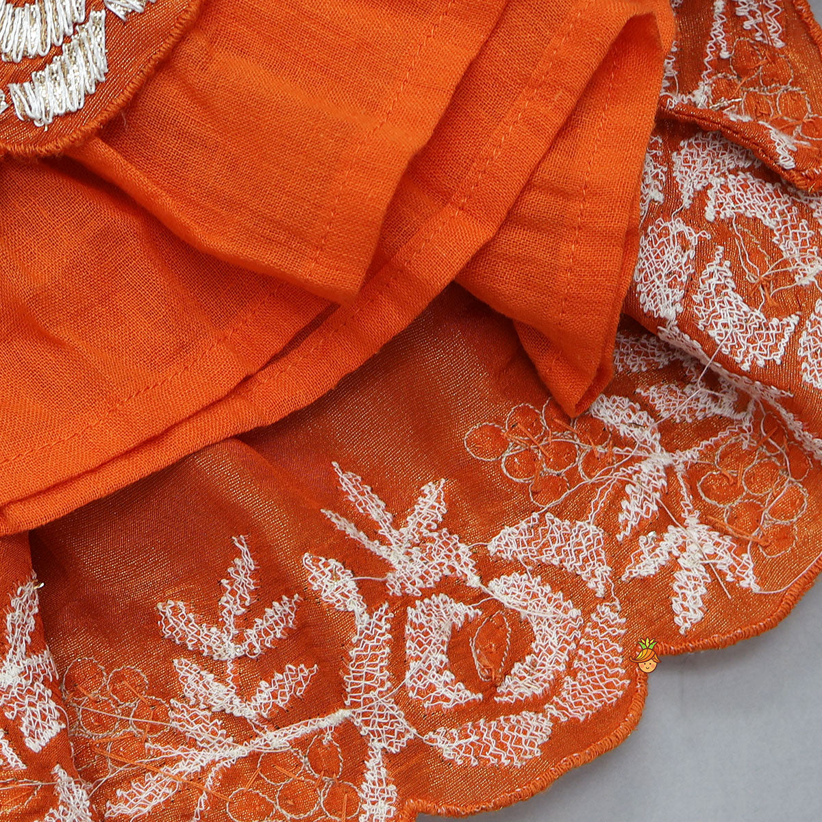 Pre Order: Gota Work Shimmery Kurti And Lehenga