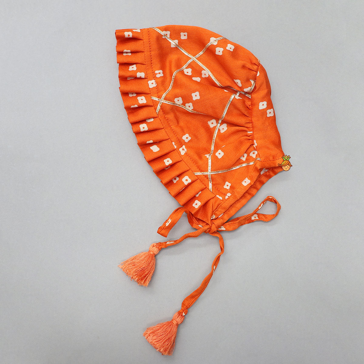 Pre Order: Bandhani Printed Infant Baby Set With Swaddle And Cap