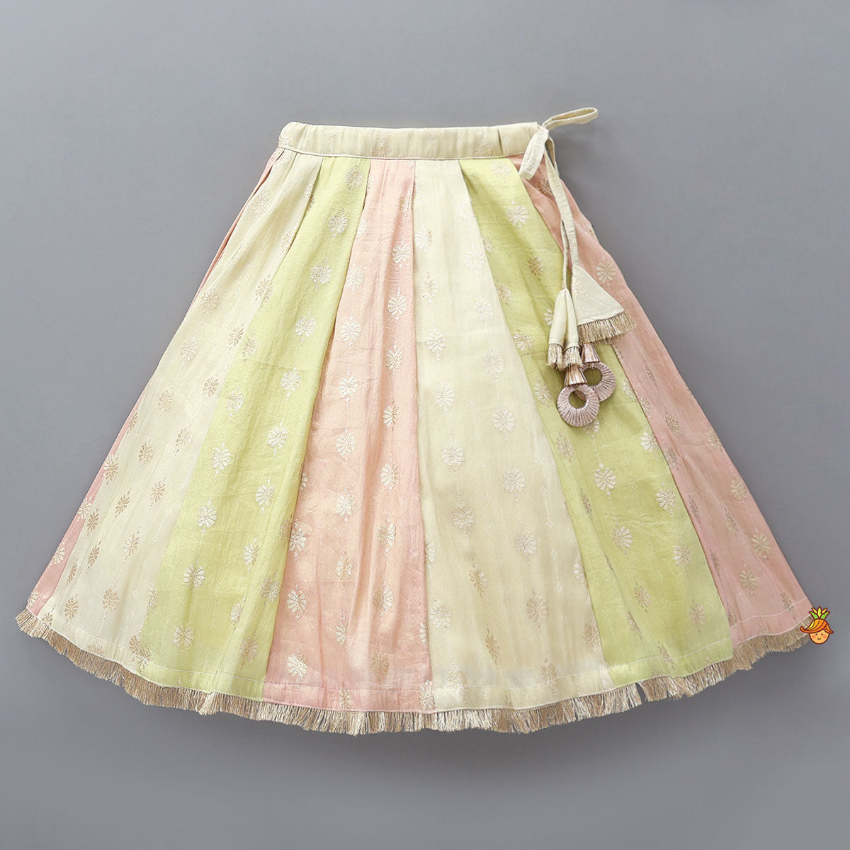 Pre Order: Potli Buttons Detail Shimmery Crop Top And Lehenga With Dupatta