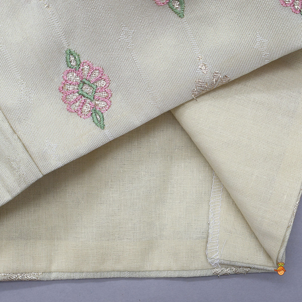 Pre Order: Potli Buttons Detail Shimmery Crop Top And Lehenga With Dupatta