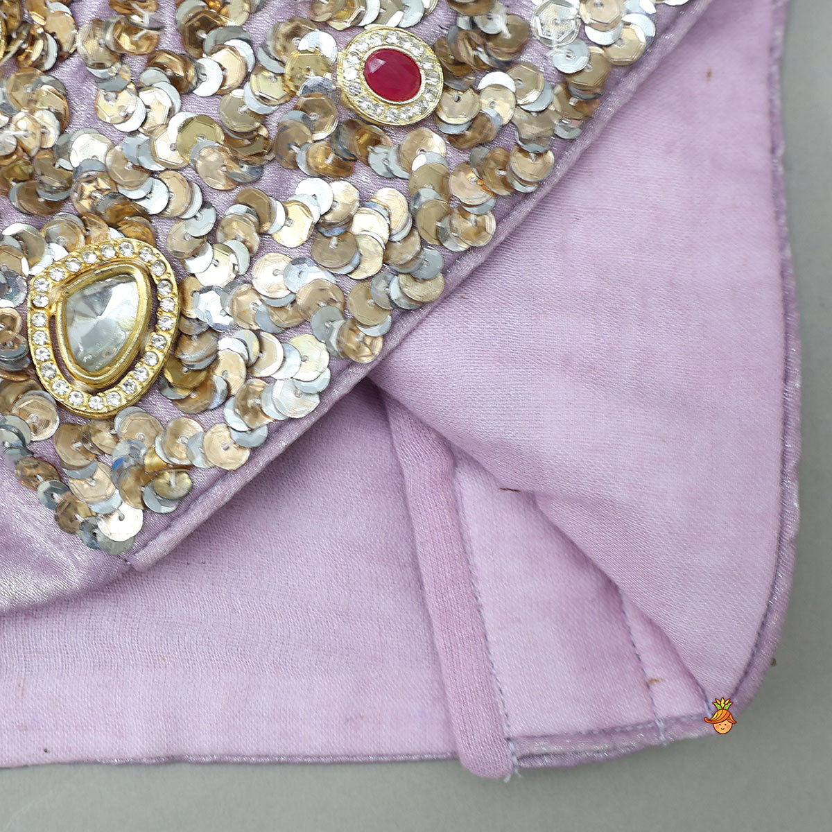 Hand Embroidered Shimmery Crop Top And Layered Lehenga