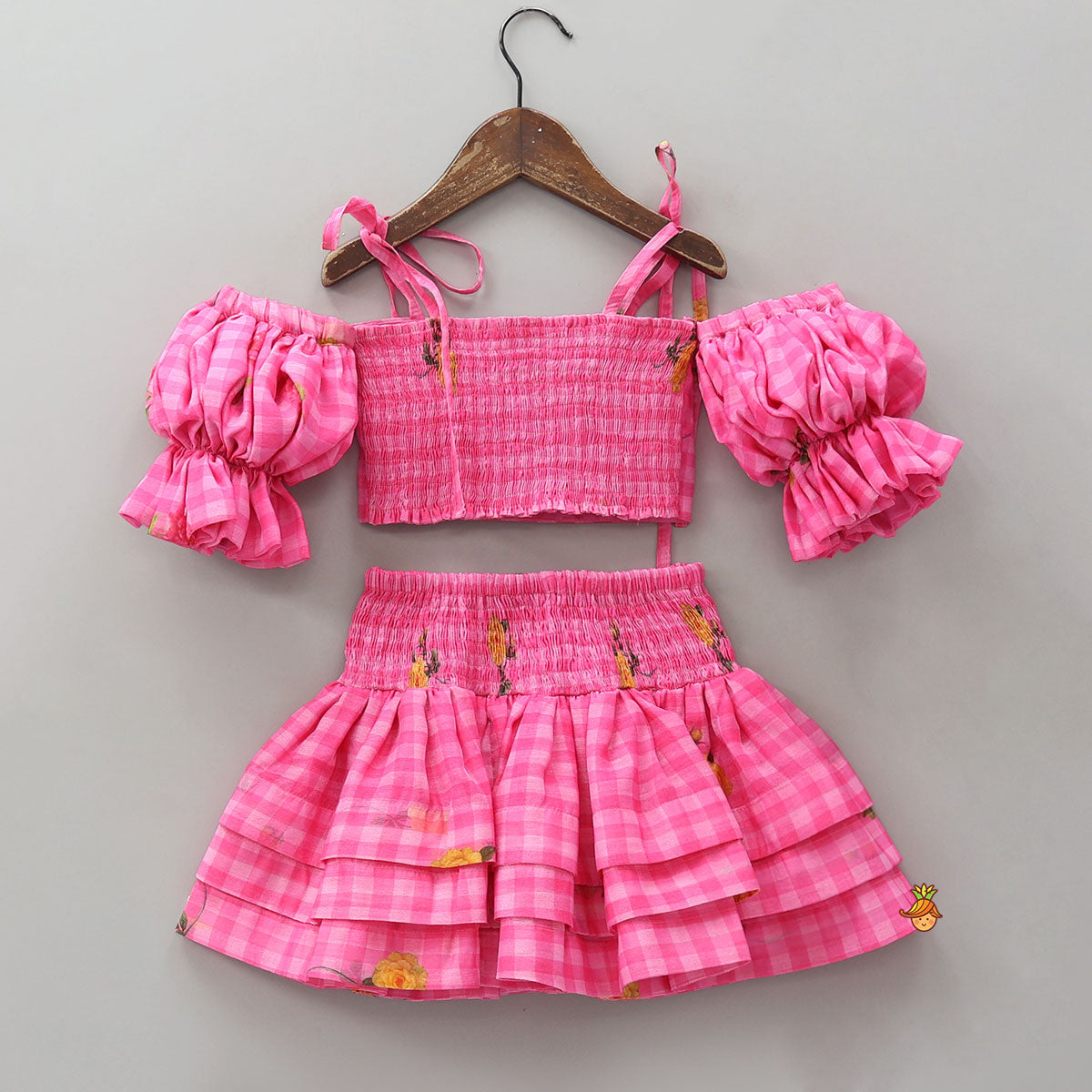 Pre Order: Smocked Back Crop Top With Elasticated Skirt And Matching Head Band