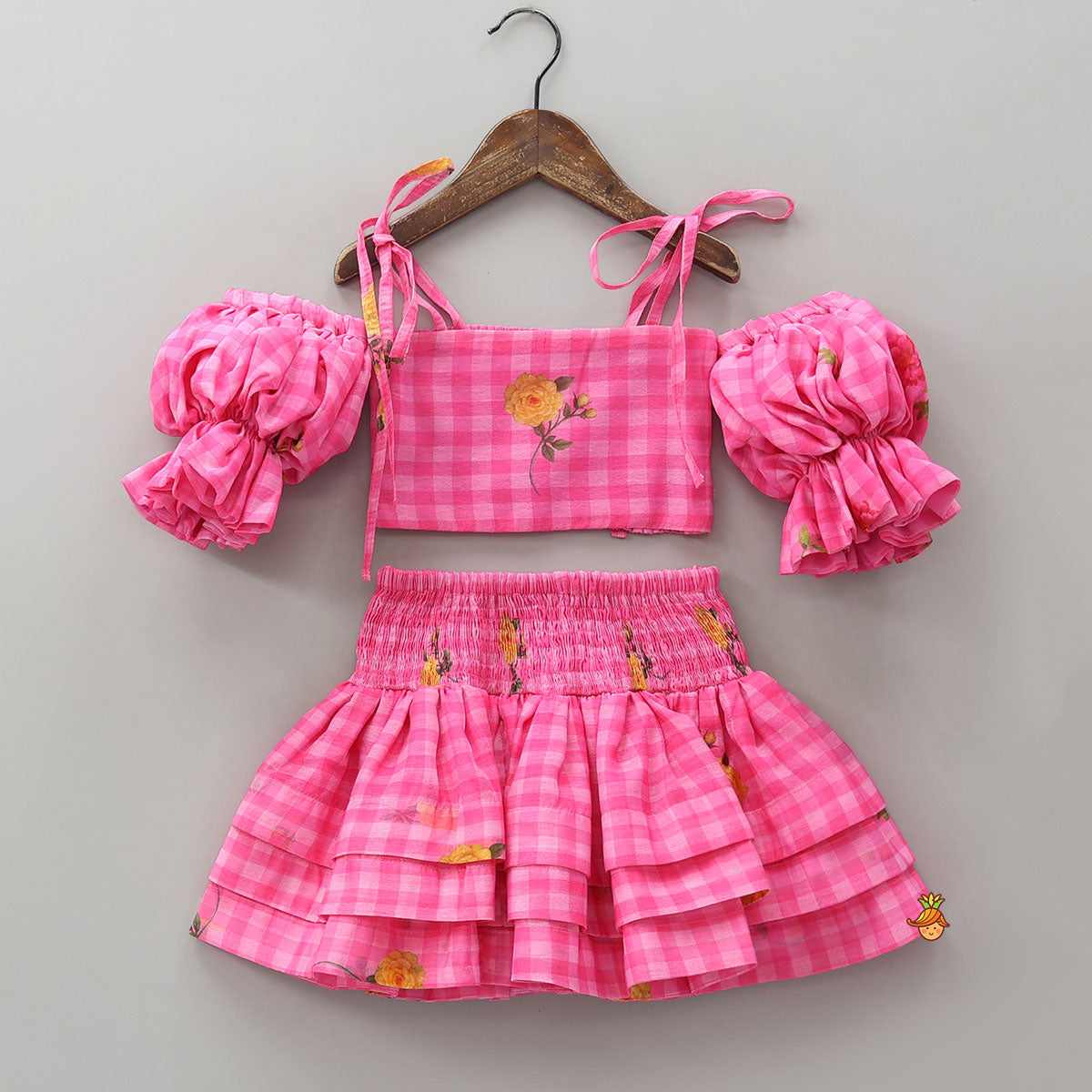 Pre Order: Smocked Back Crop Top With Elasticated Skirt And Matching Head Band