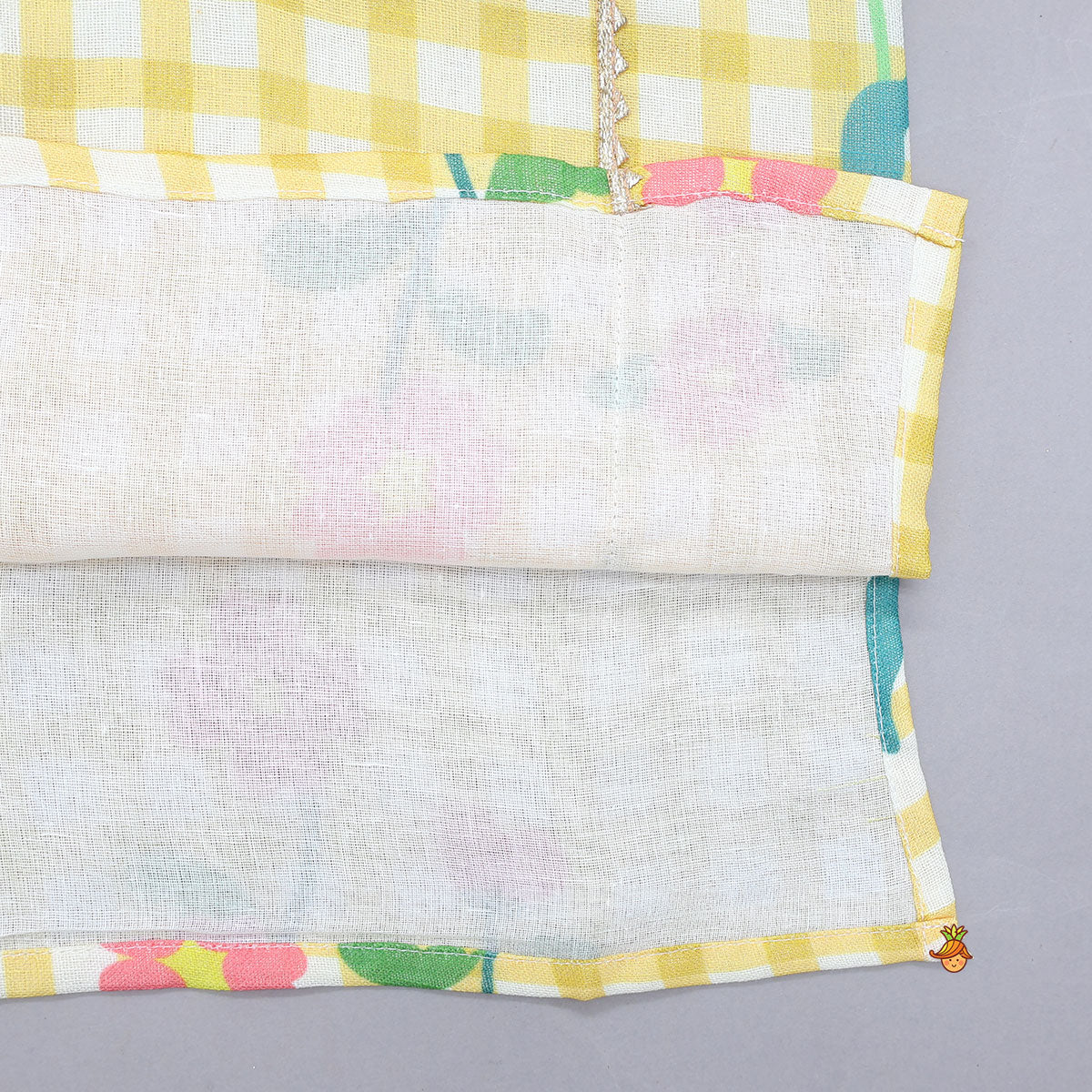 Floral Printed Kurta With Checked Dhoti