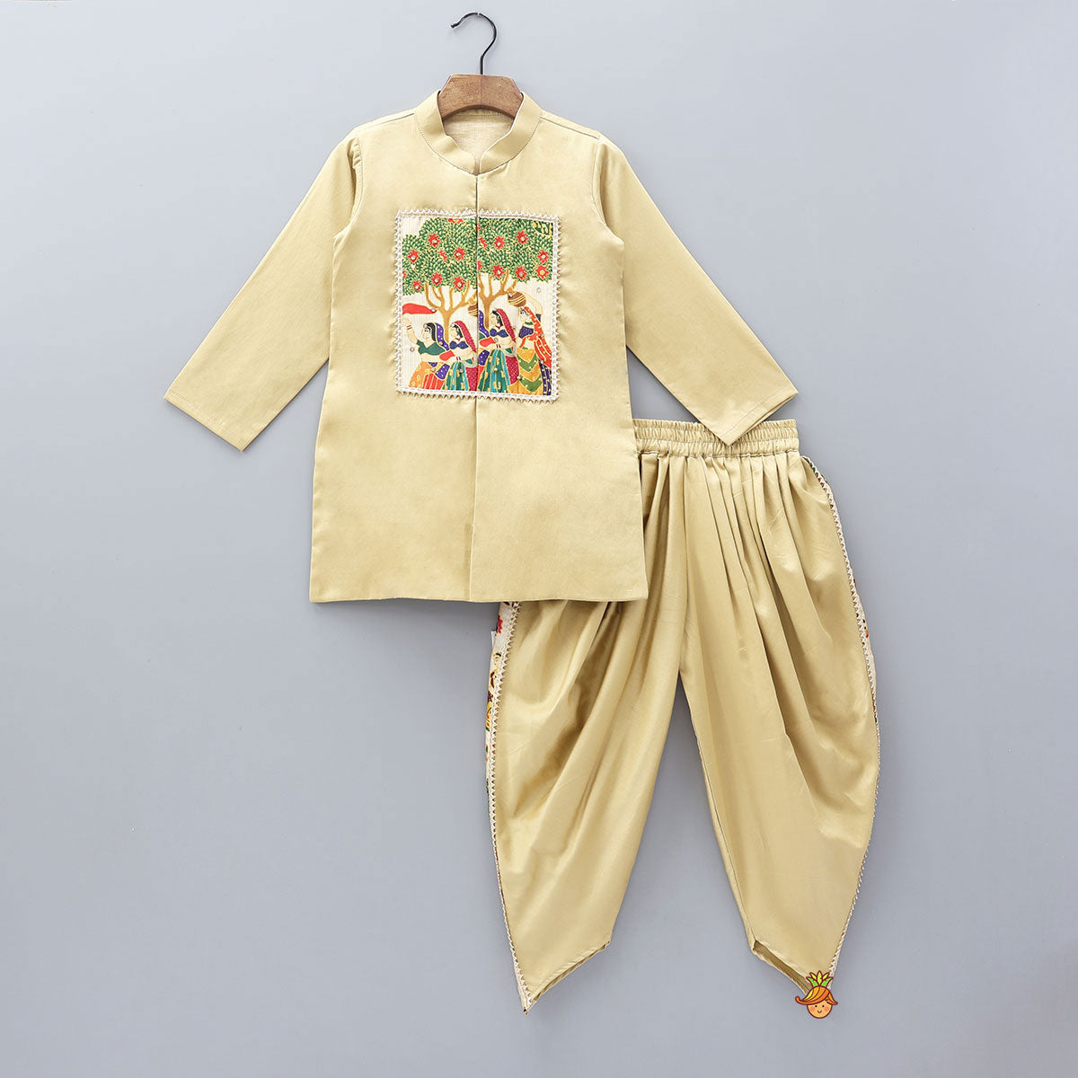 Pre Order: Traditional Patch Work Kurta And Dhoti Pant