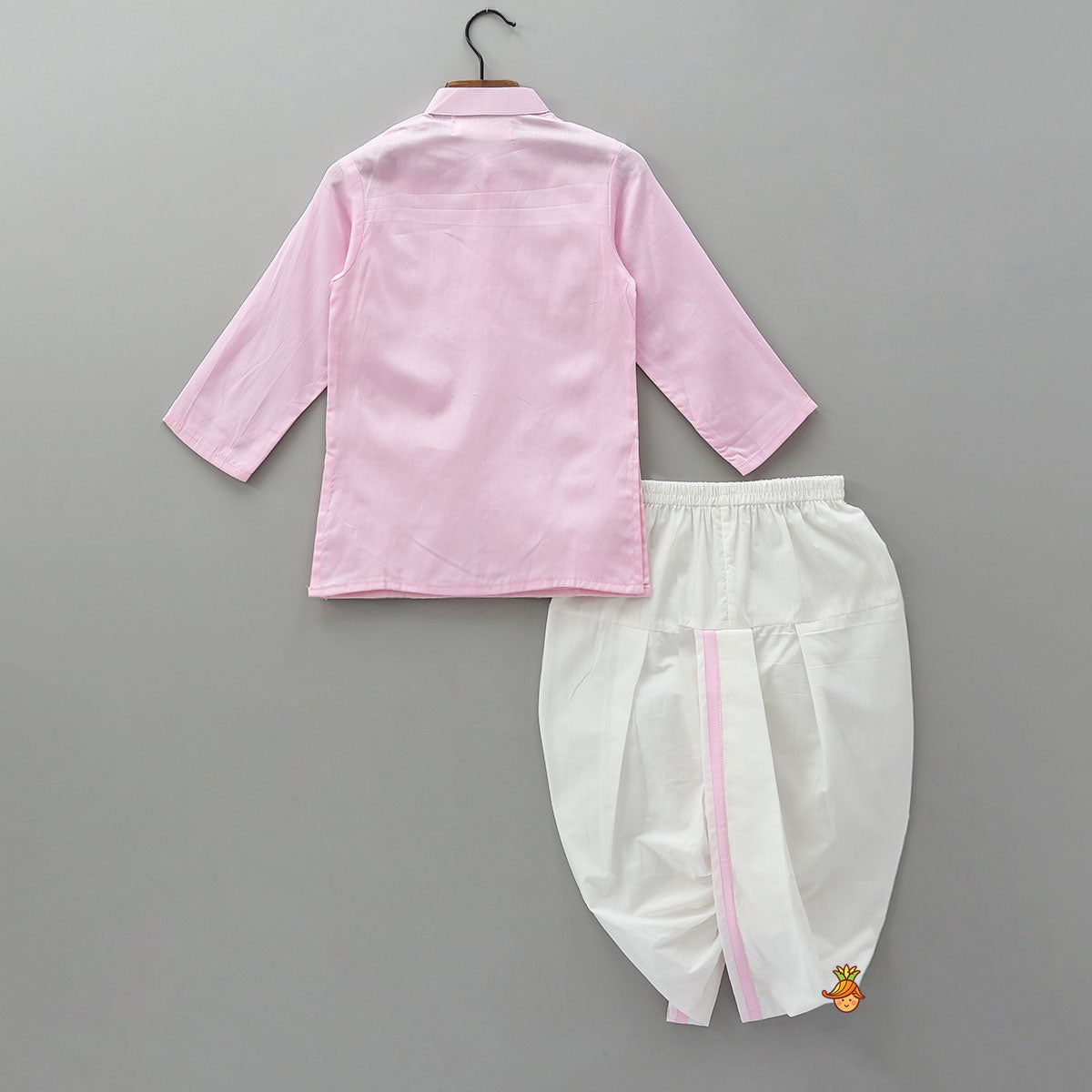 Lotus Patch Embroidered Kurta And Dhoti