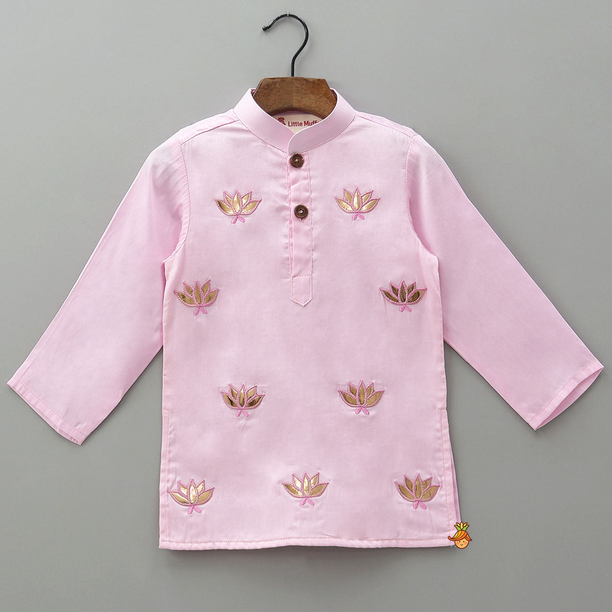Lotus Patch Embroidered Kurta And Dhoti