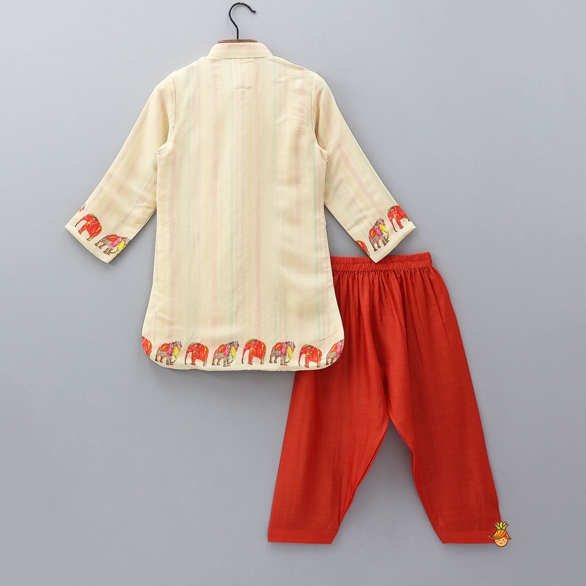 Pre Order: Striped Ethnic Kurta And Contrasting Salwar