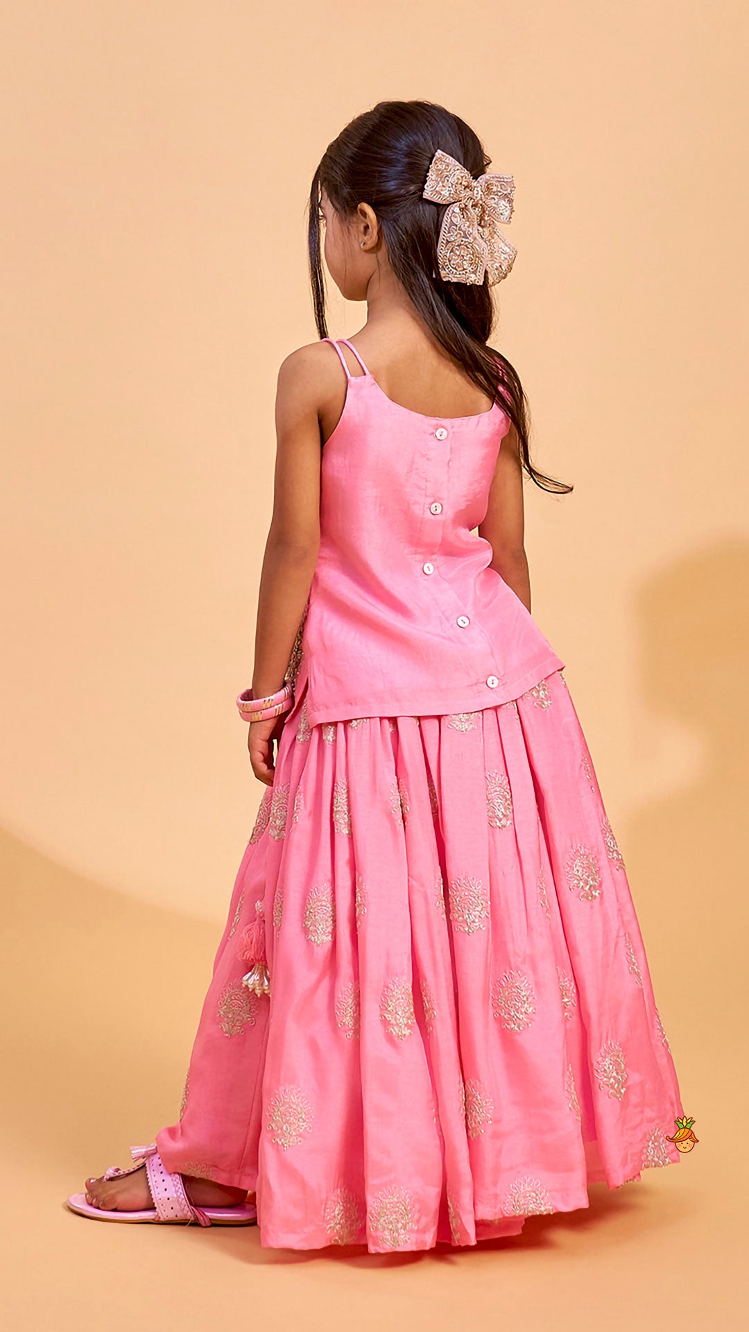 Pre Order: Hand Embroidered Strappy Top And Lehenga With Dupatta