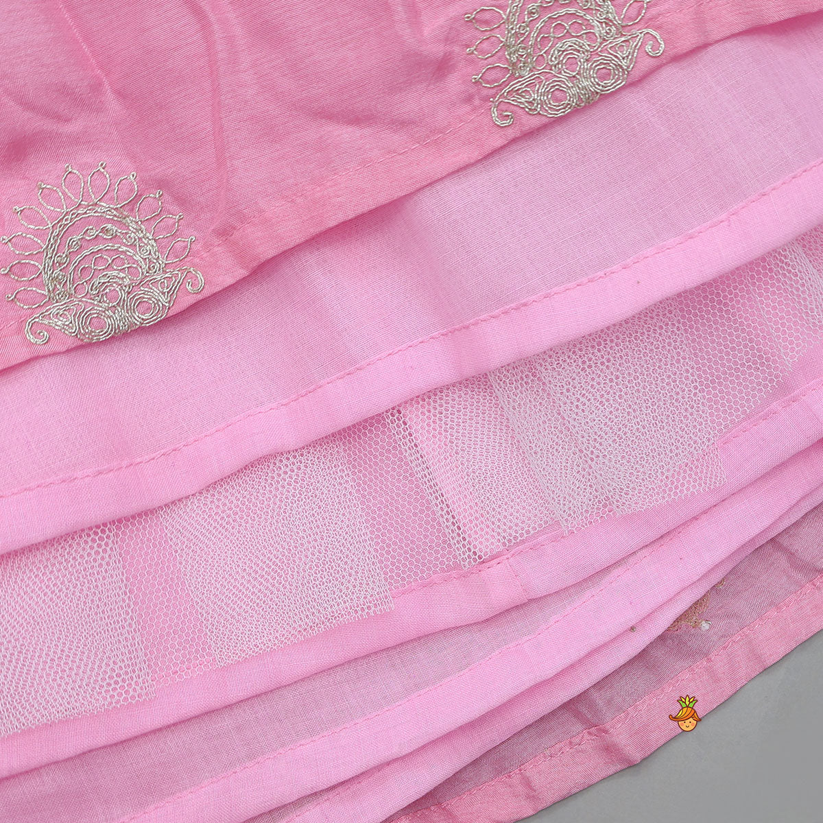 Pre Order: Hand Embroidered Strappy Top And Lehenga With Dupatta
