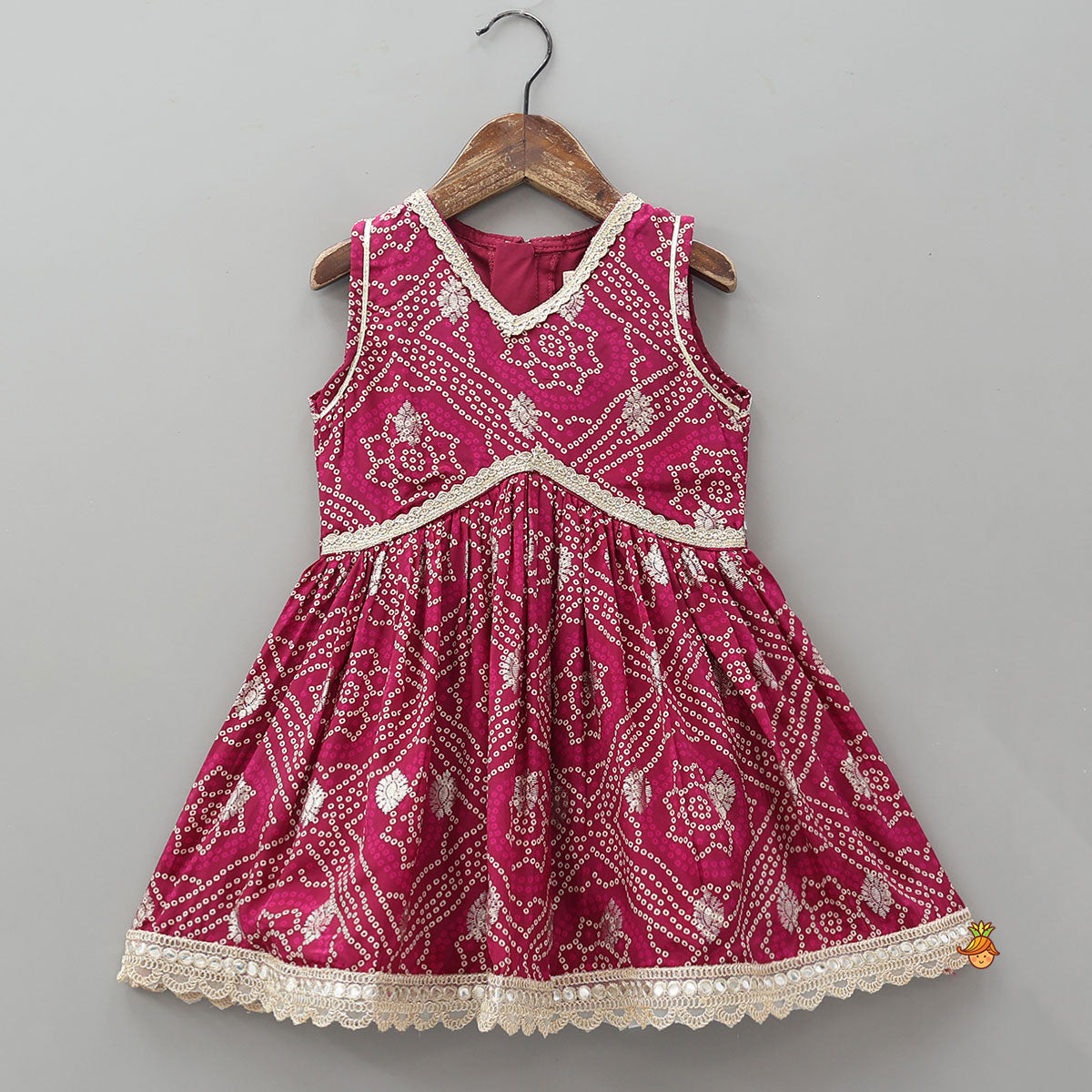 Bandhani Printed Ethnic Kurti With Sharara And Matching Dupatta