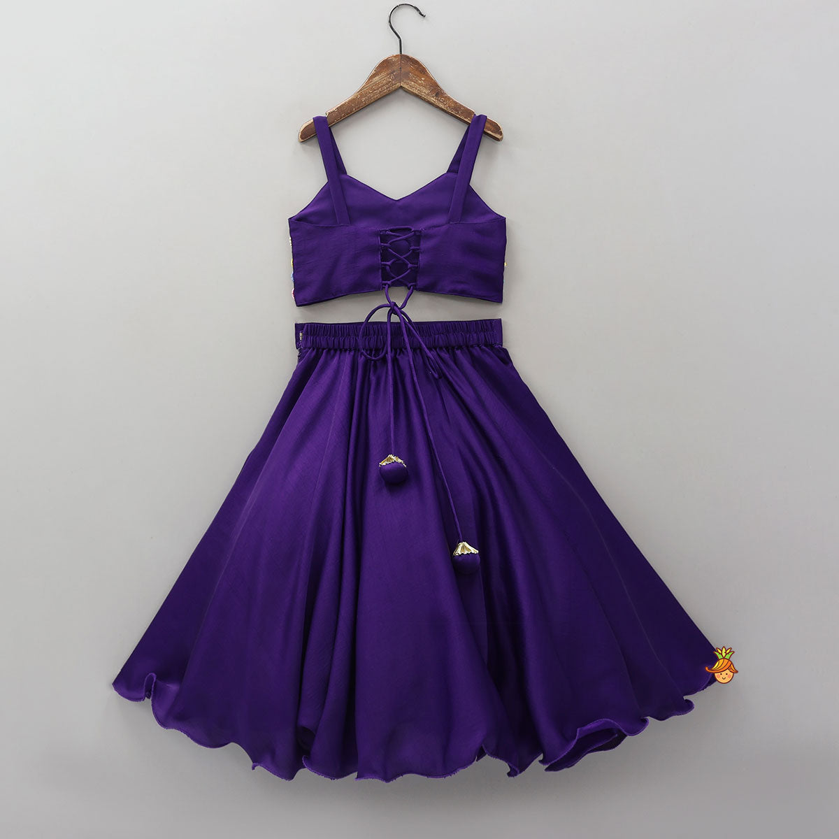 Mirror Work Strappy Crop Top And Lehenga