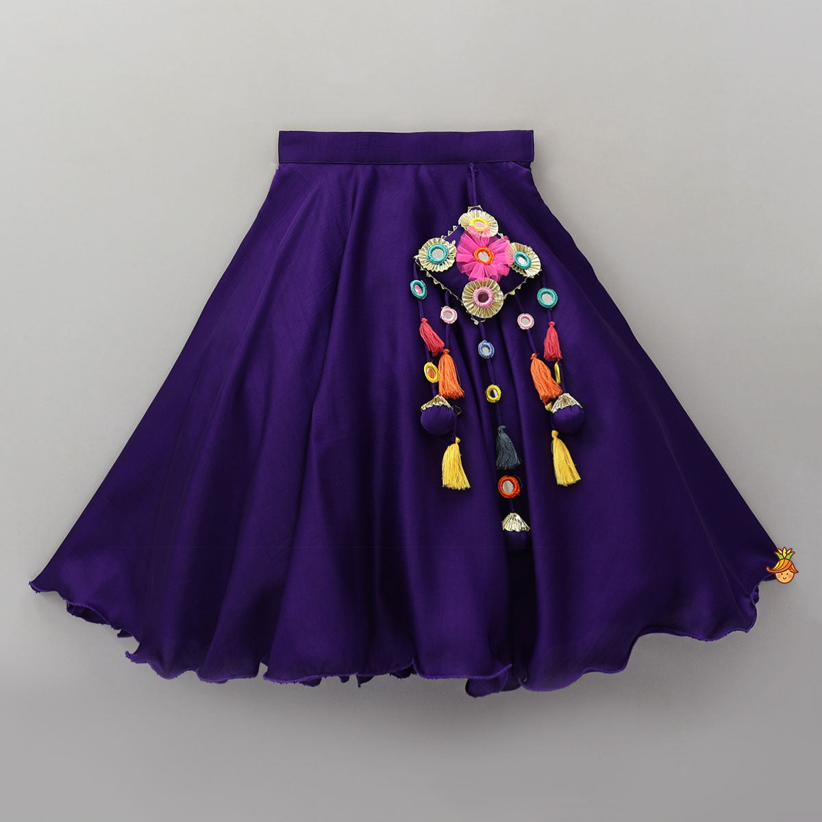 Mirror Work Strappy Crop Top And Lehenga