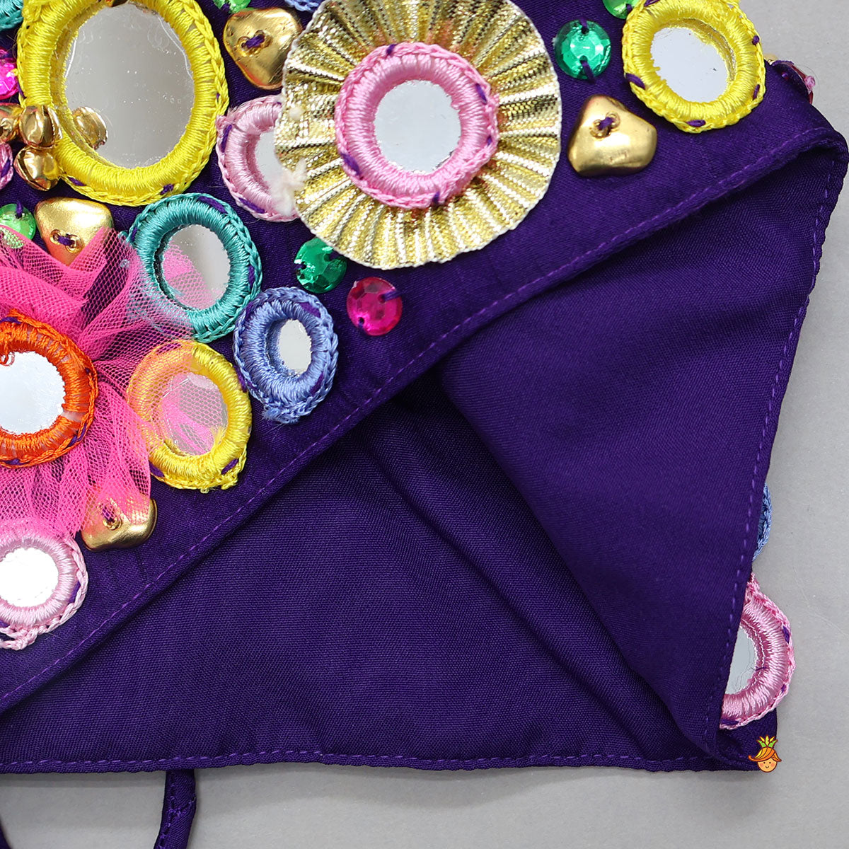 Mirror Work Strappy Crop Top And Lehenga