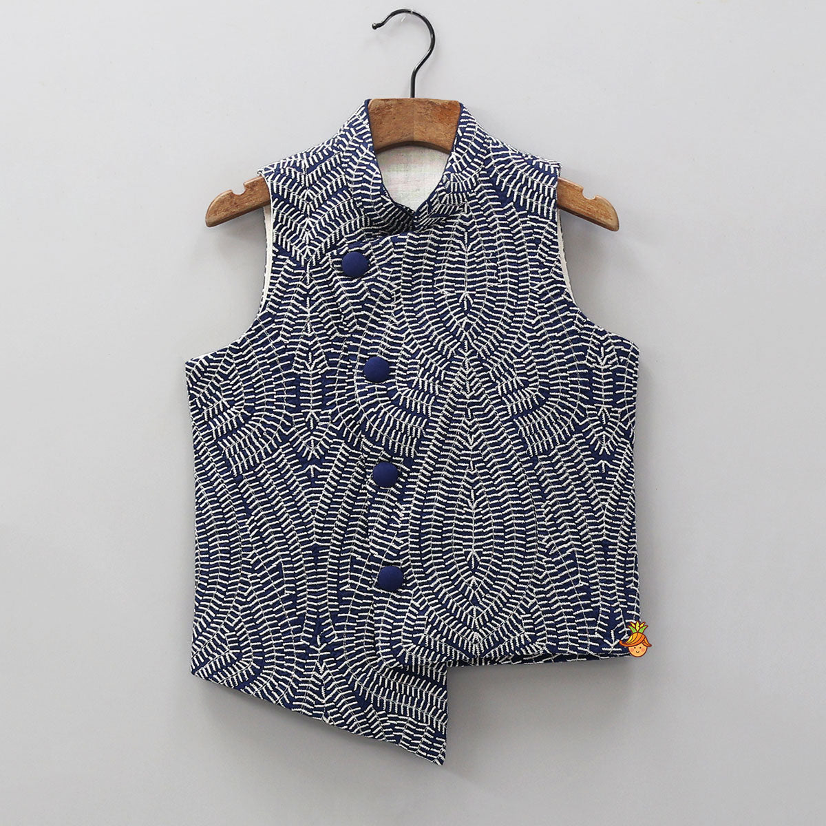 Pre Order: Ethnic Kurta With Heavy Embroidered Asymmetric Jacket And Matching Pyjama