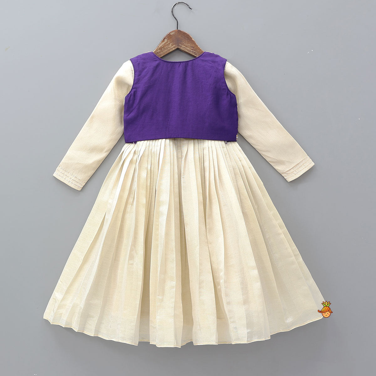 Pre Order: Shimmery Anarkali With Hand Embroidered Crop Jacket
