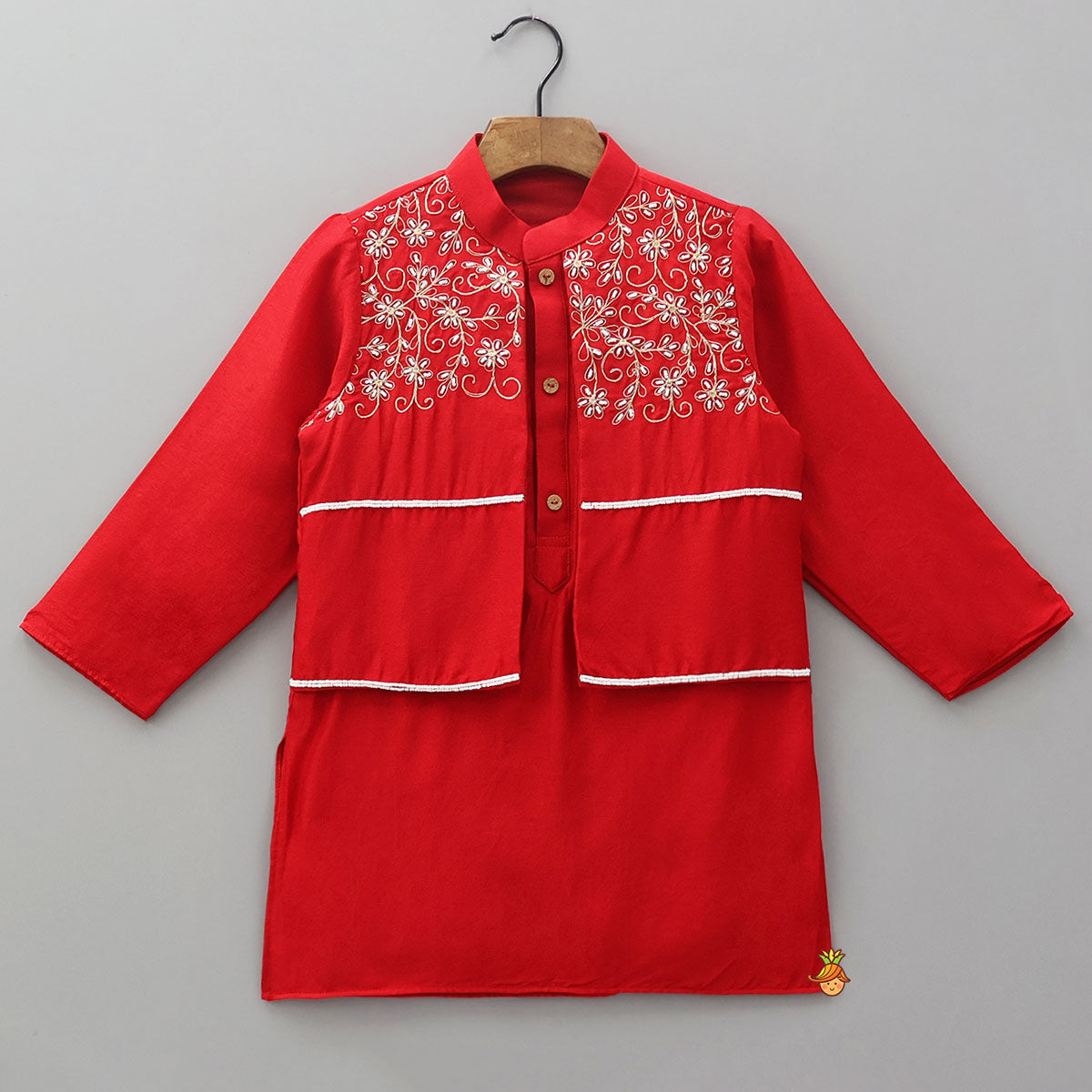 Pre Order: Hand Embroidered And Bead Embellished Kurta And Pyjama Set