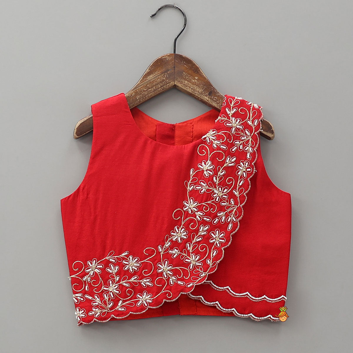 Pre Order: Overlap Style Crop Top and Layered Lehenga With Matching Dupatta