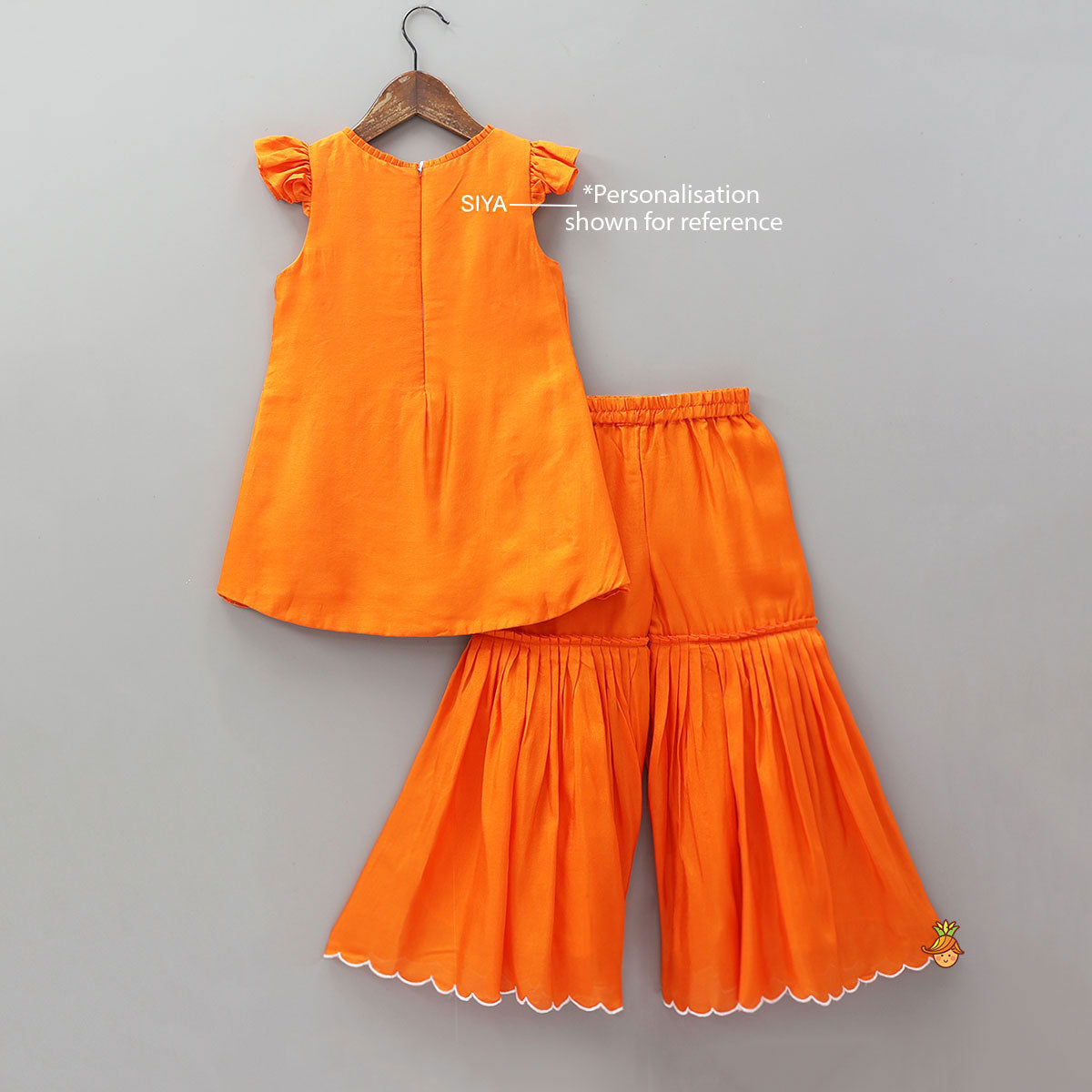 Pre Order: Floral Embroidered Kurti With Sharara And Dupatta