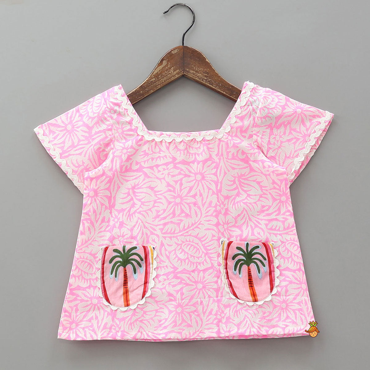 Pre Order: Hand Block Printed Tropical Design Top And Shorts