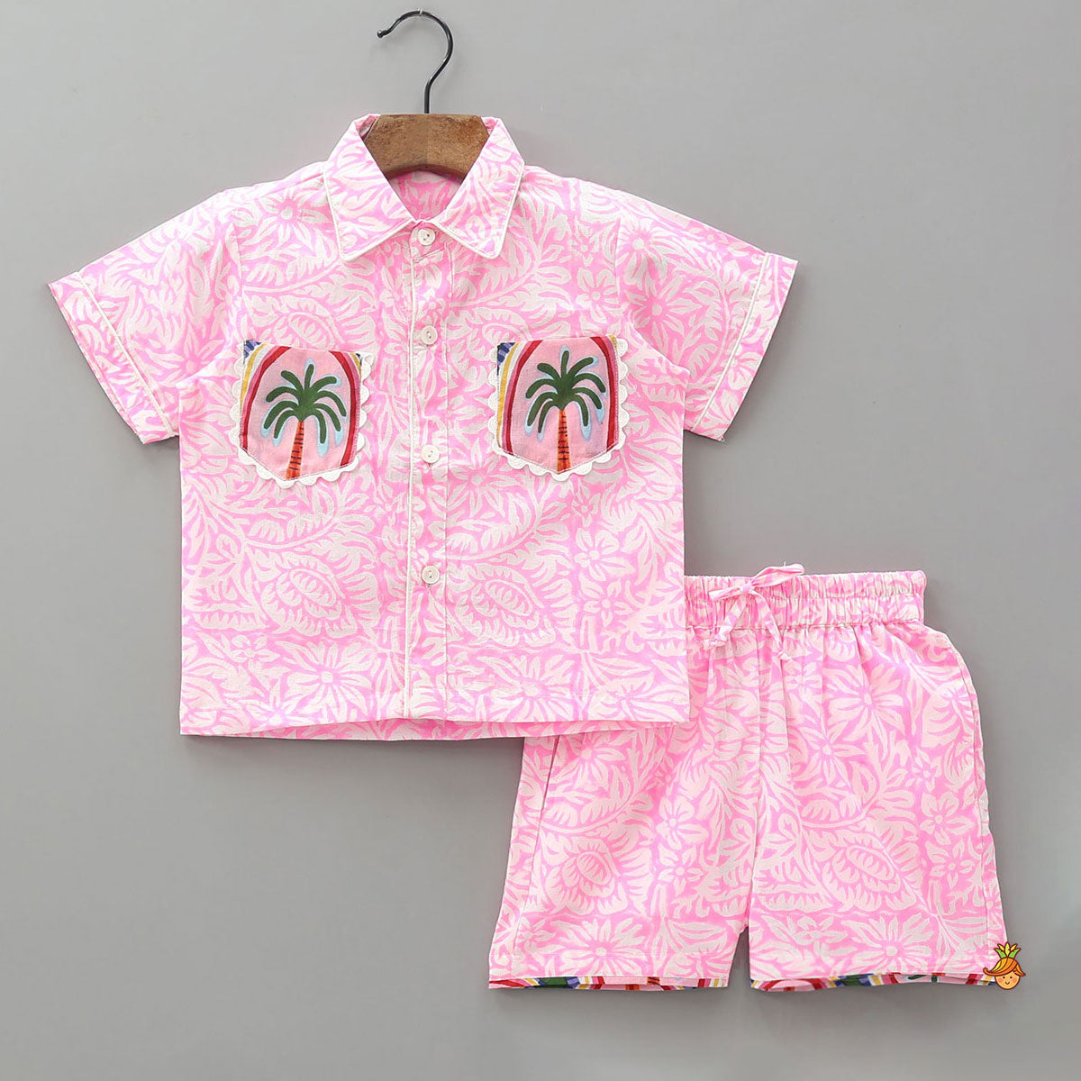 Pre Order: Hand Block Printed Tropical Shirt And Shorts
