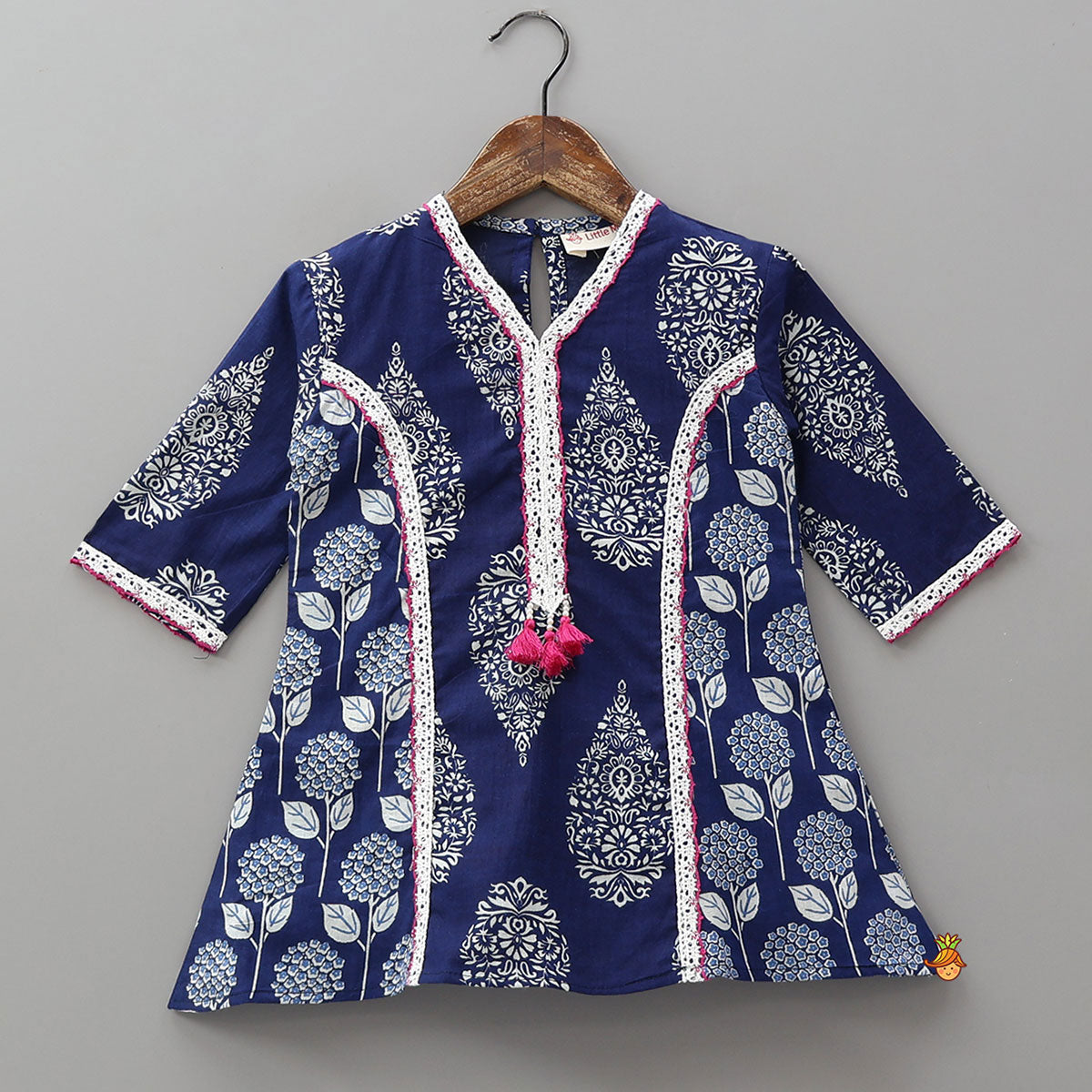 Beautifully Printed Cotton Kurti And Sharara With Contrasting Dupatta