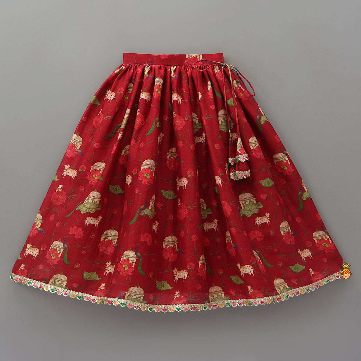 Pre Order: Ethnic Print Halter Neck Crop Top With Flared Lehenga