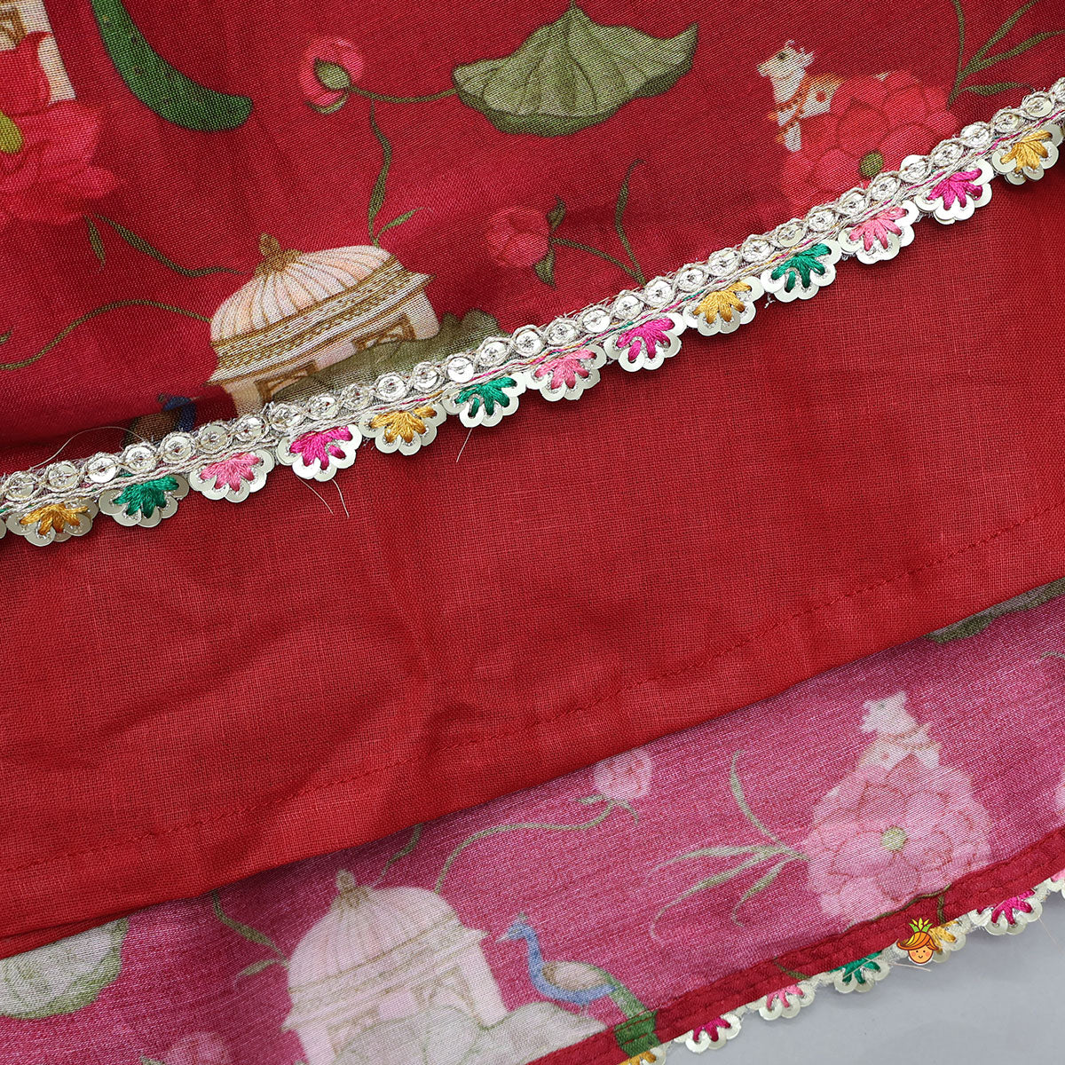 Pre Order: Ethnic Print Halter Neck Crop Top With Flared Lehenga