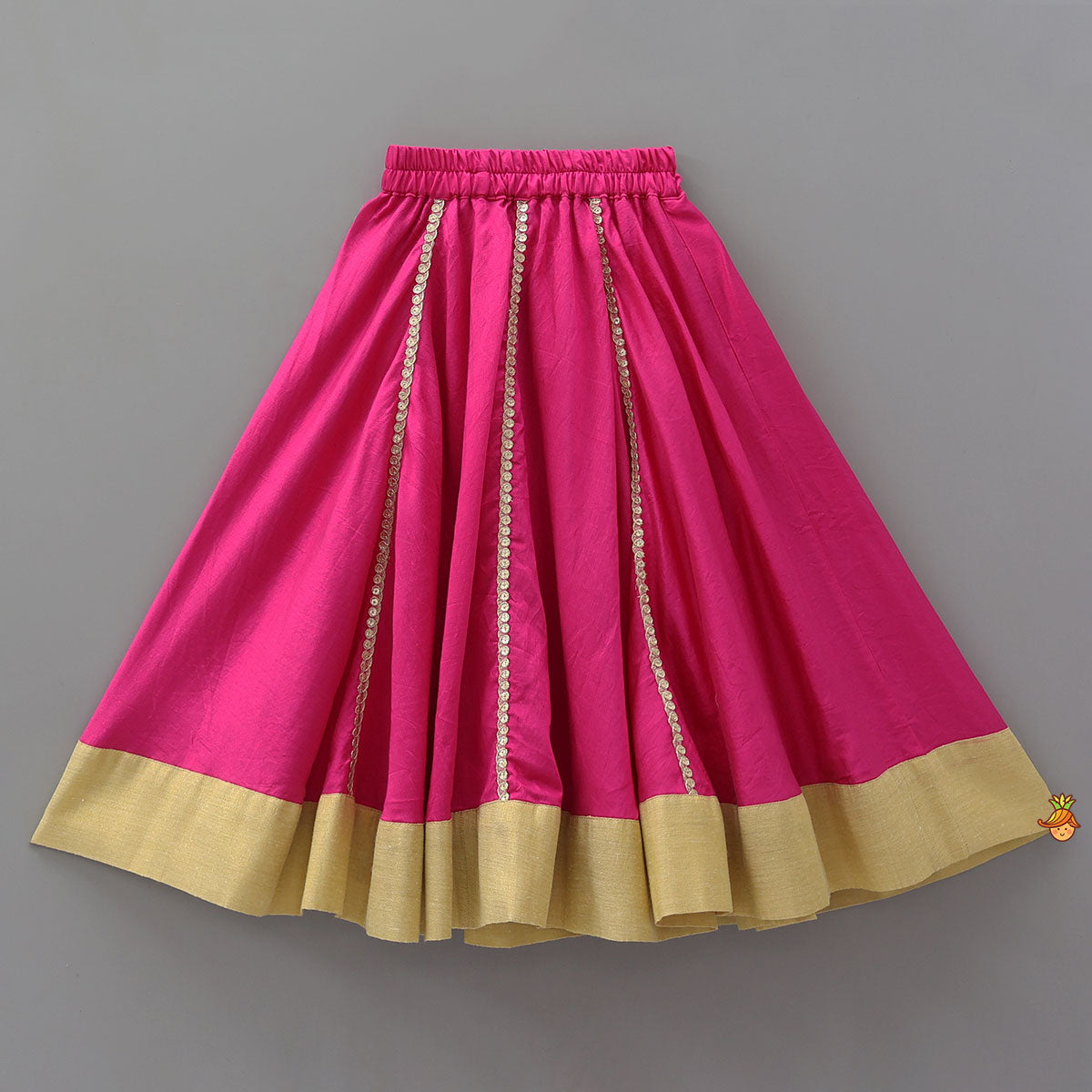 Floral Motif Work Top And Flared Lehenga With Matching Dupatta