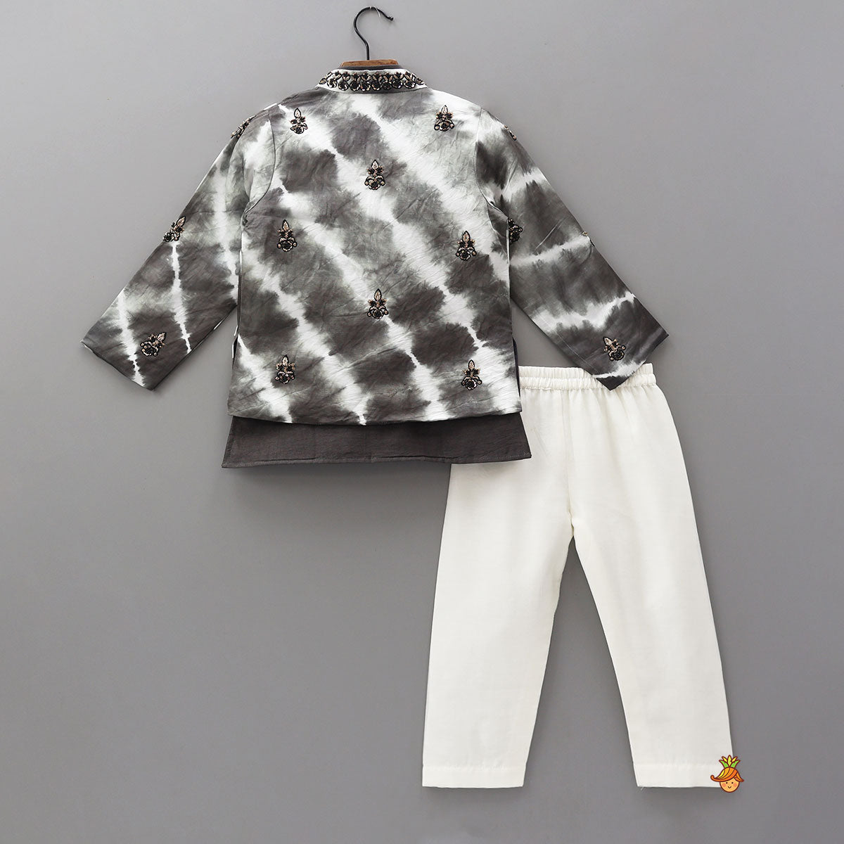 Pre Order: Kurta With Tie Dye Printed Jacket And Pyjama