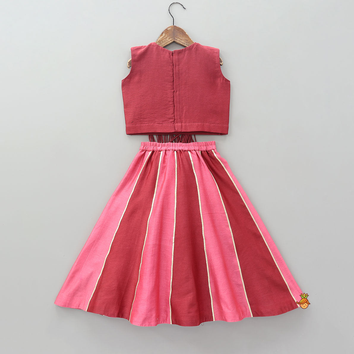 Pre Order: Hanging Fringe Tassel Crop Top And Lehenga