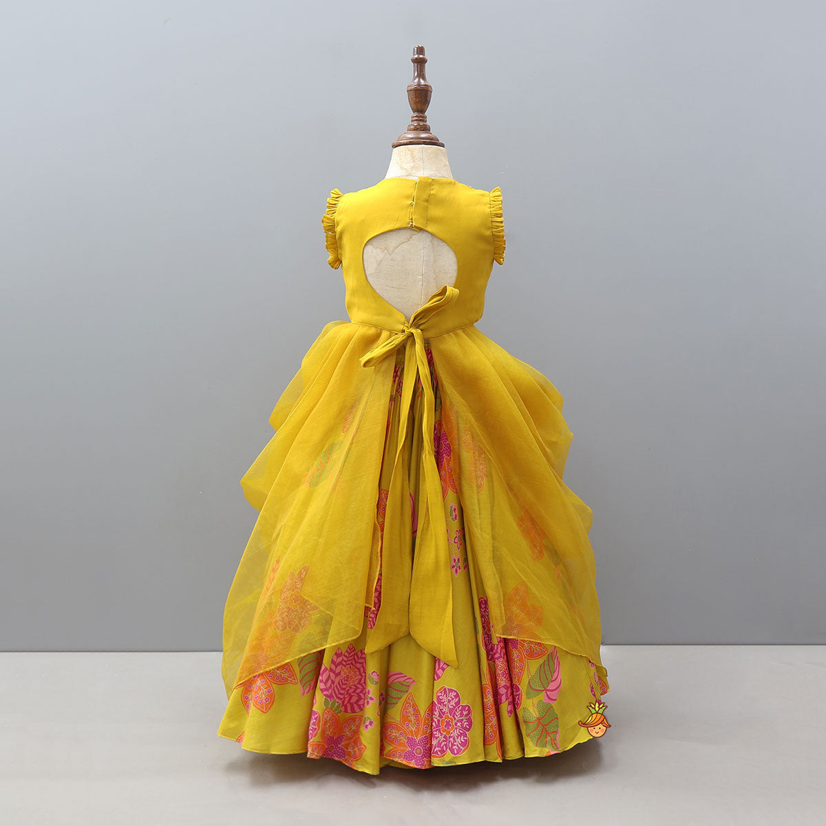 Pre Order: Stylish Pleated Drape Top And Printed Lehenga
