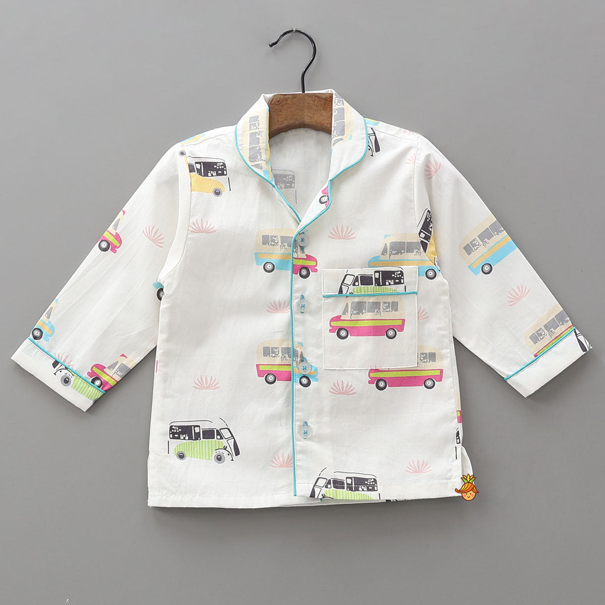 Pre Order: Transport-Themed Printed Cotton Sleepwear
