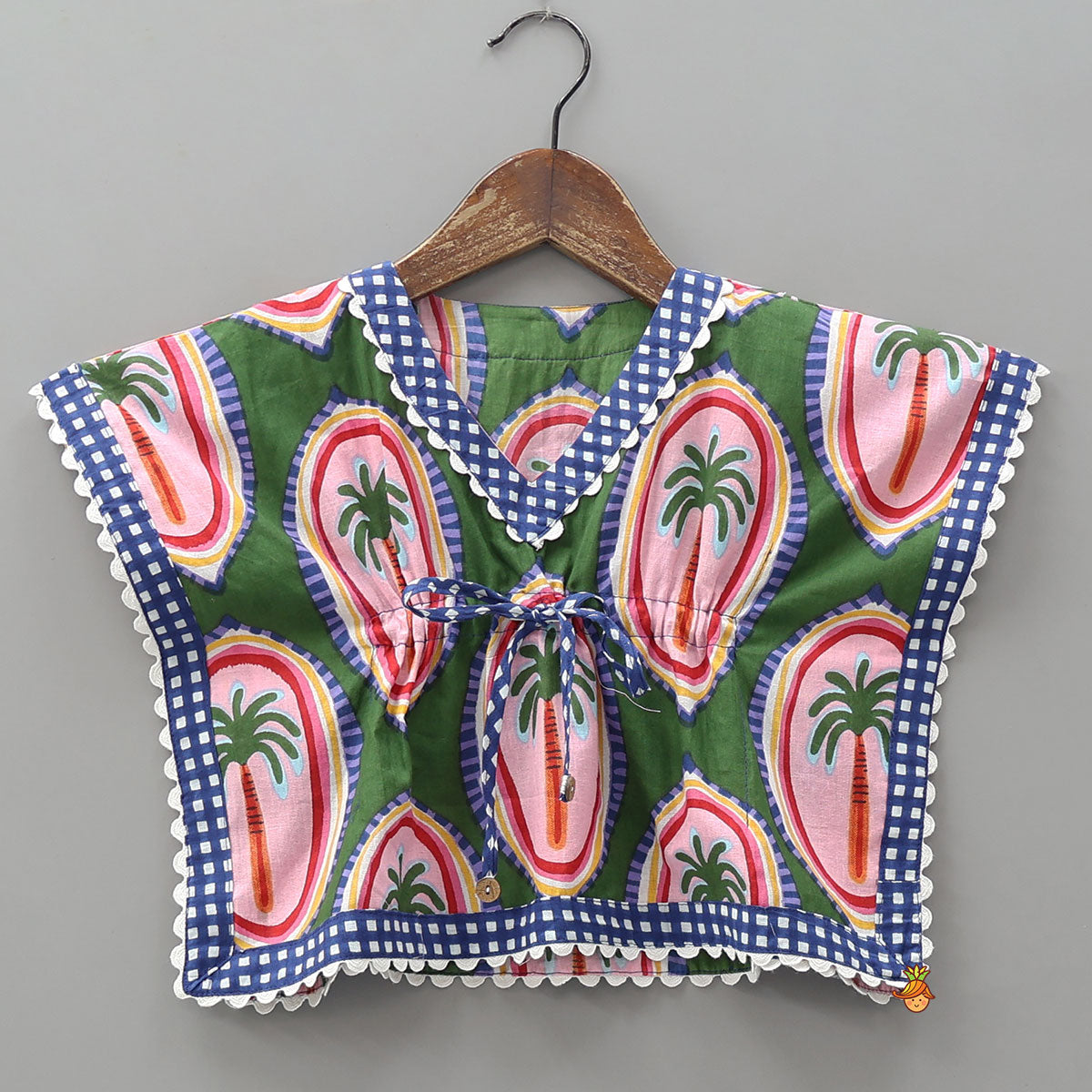 Pre Order: Tropical Tree Print Kaftan And Pyjama With Matching Tote Bag, Eye Mask And Scrunchie