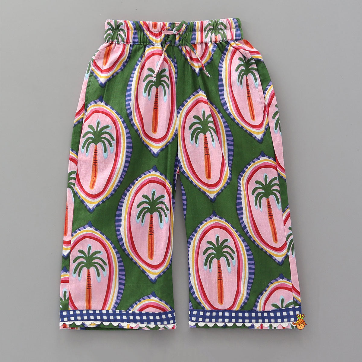 Pre Order: Tropical Tree Print Kaftan And Pyjama With Matching Tote Bag, Eye Mask And Scrunchie