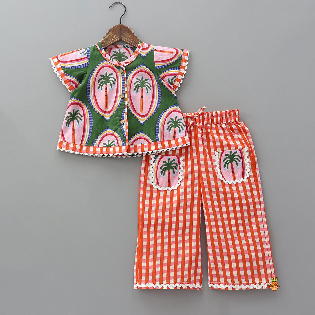 Pre Order: Tropical Tree Printed Sleepwear Set With Matching Tote Bag