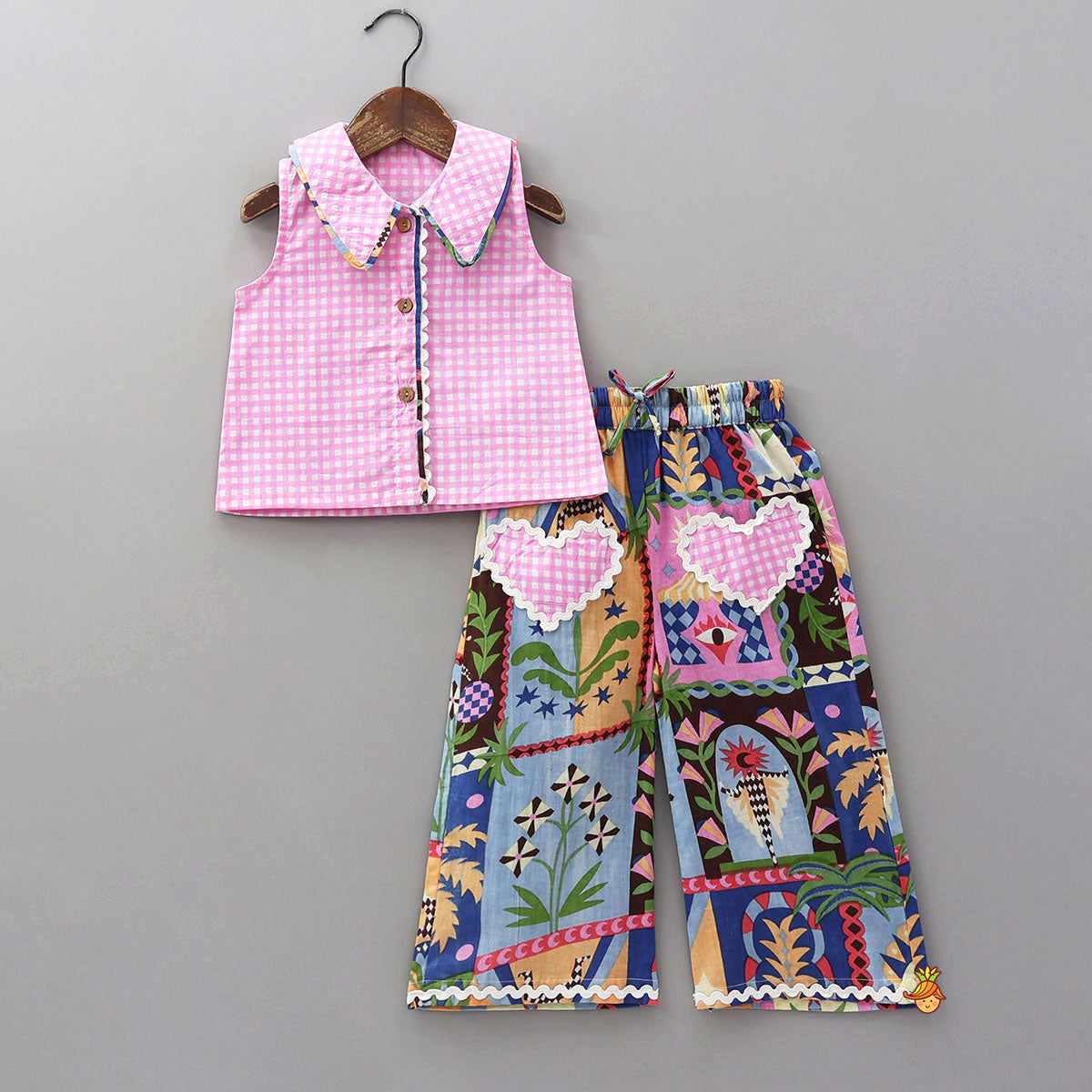 Pre Order: Whimsical Printed Sleepwear Set With Tote Bag, Eye Mask And Scrunchie