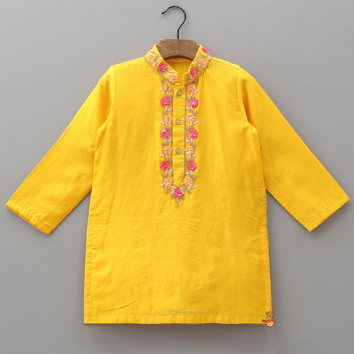 Pre Order: Sequin And Floral Hand Embroidered Kurta With Pyjama