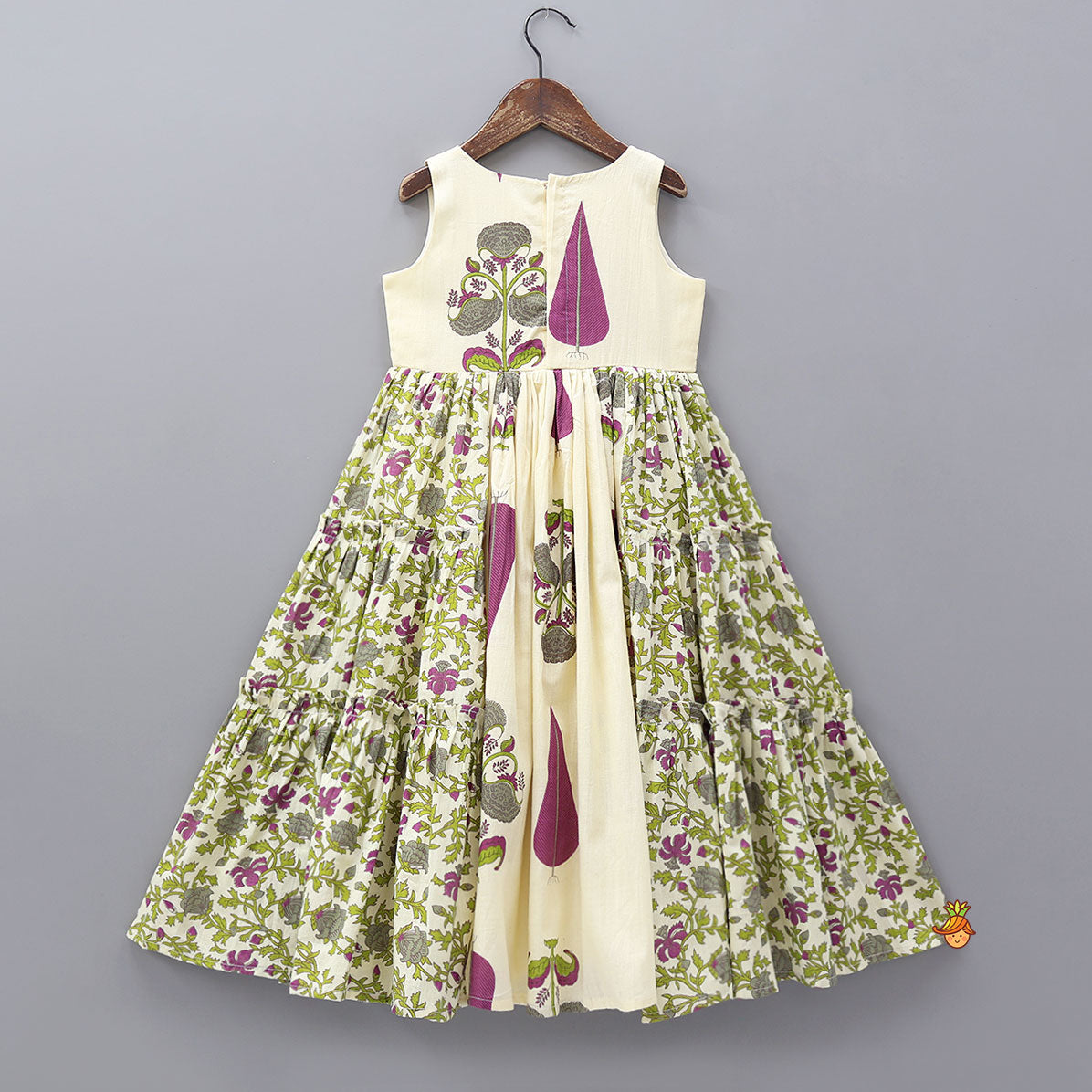 Pre Order: Printed Flared Kurti With Decorative Potli Buttons