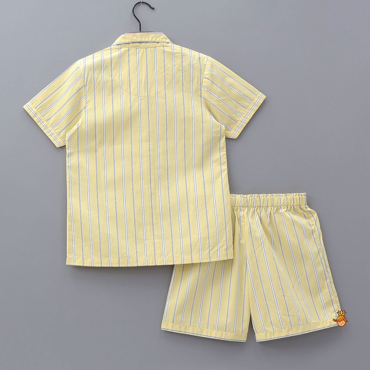 Pre Order: Stripe Printed Notch Collar Top And Shorts