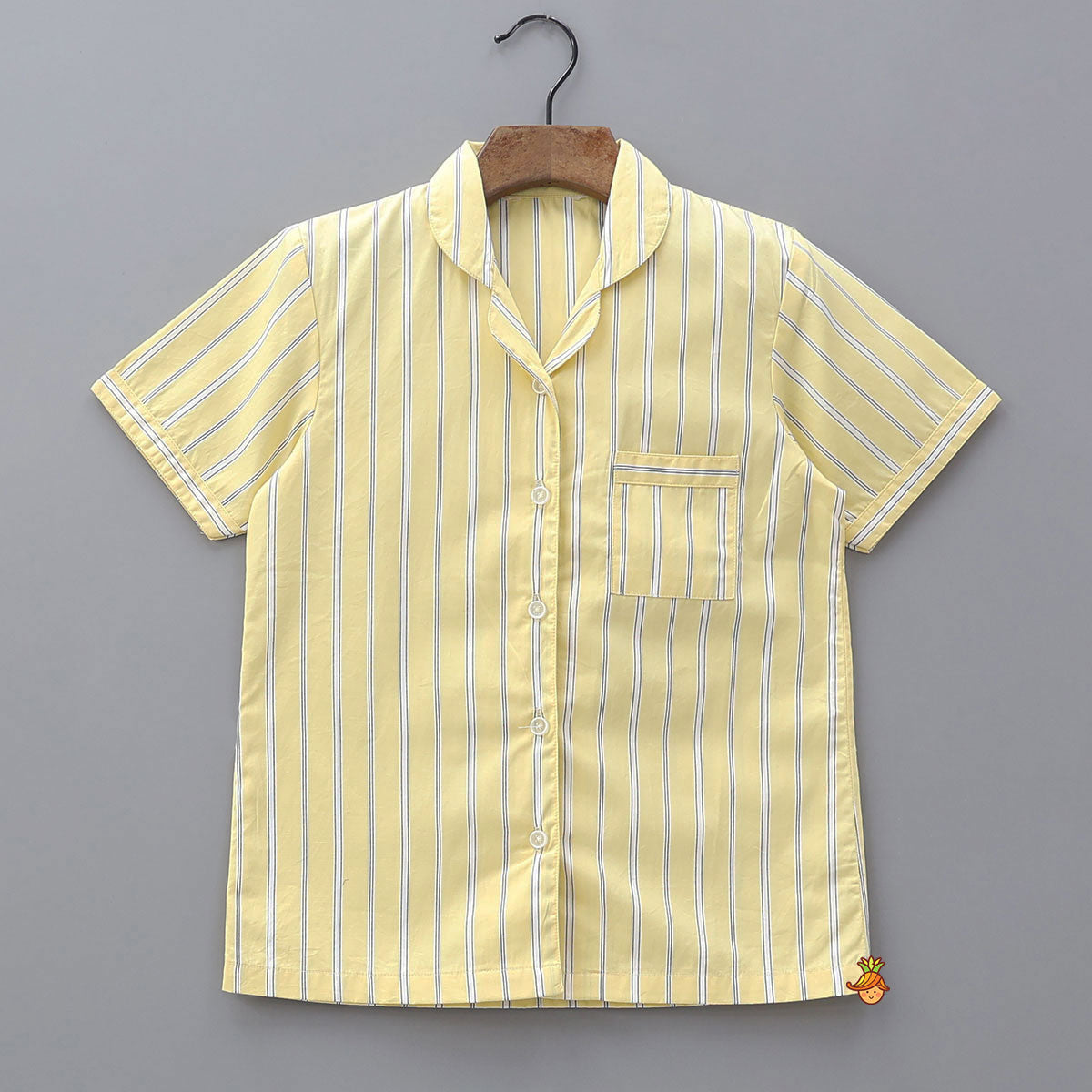 Pre Order: Stripe Printed Notch Collar Top And Shorts
