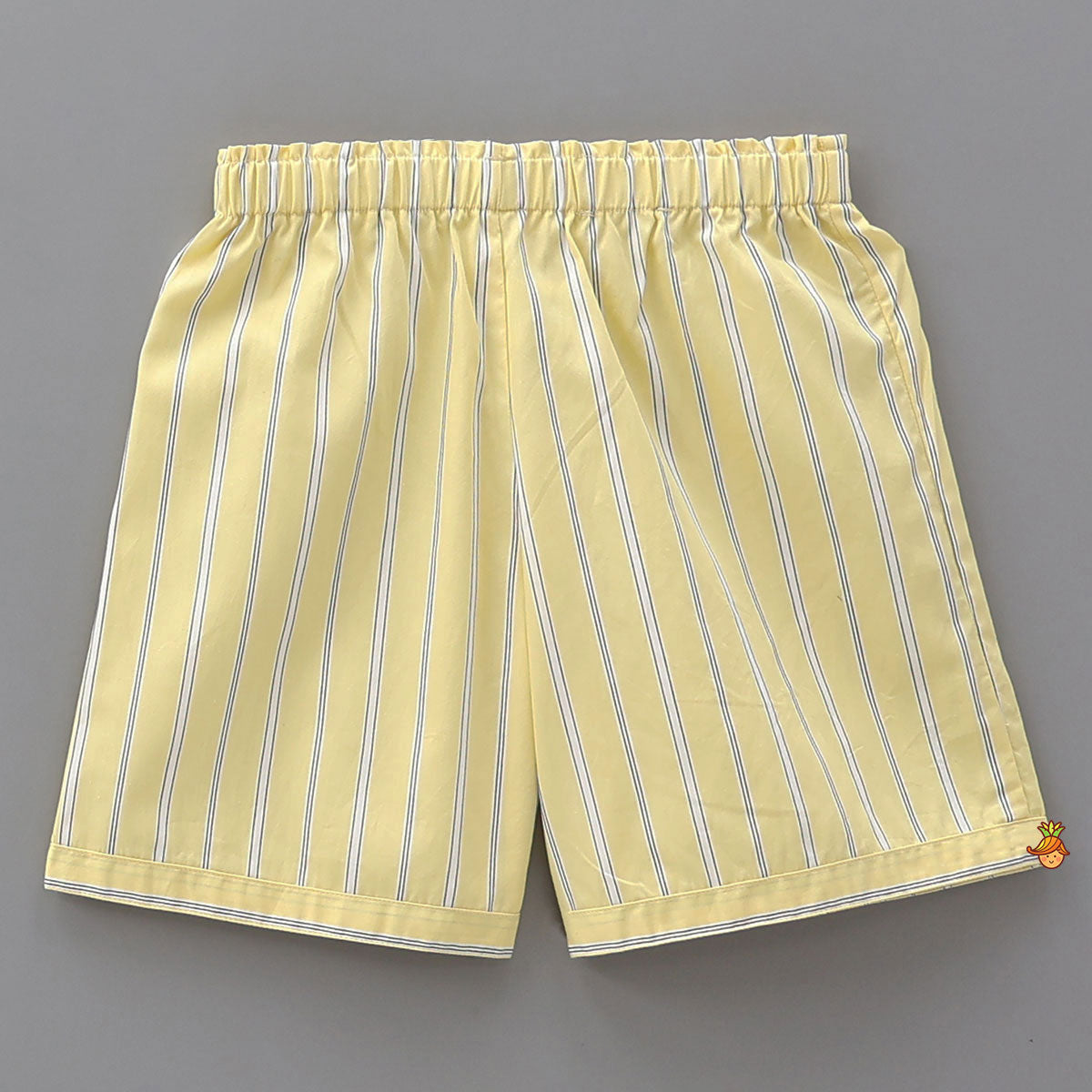 Pre Order: Stripe Printed Notch Collar Top And Shorts