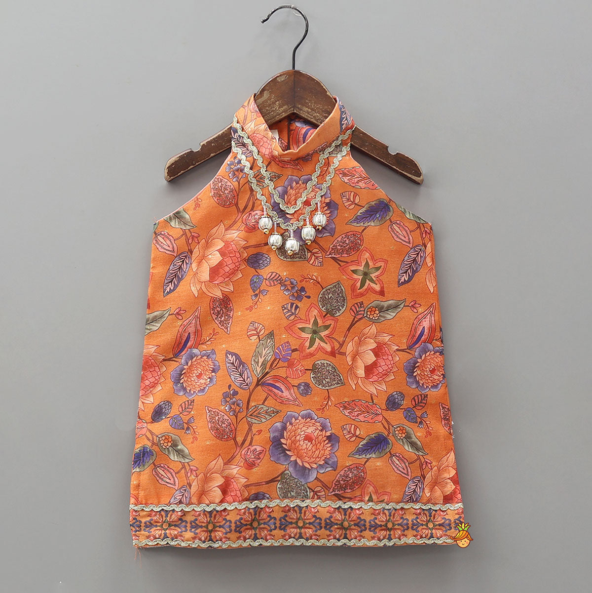 Floral Print Sleeveless Kurti With Palazzo And Contrasting Dupatta
