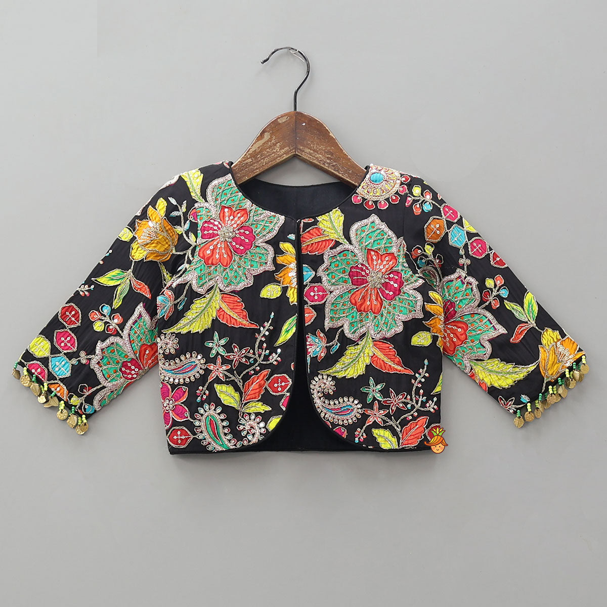Pre Order: Elegant Top With Heavy Embroidered Jacket And Lehenga With Contrasting Dupatta