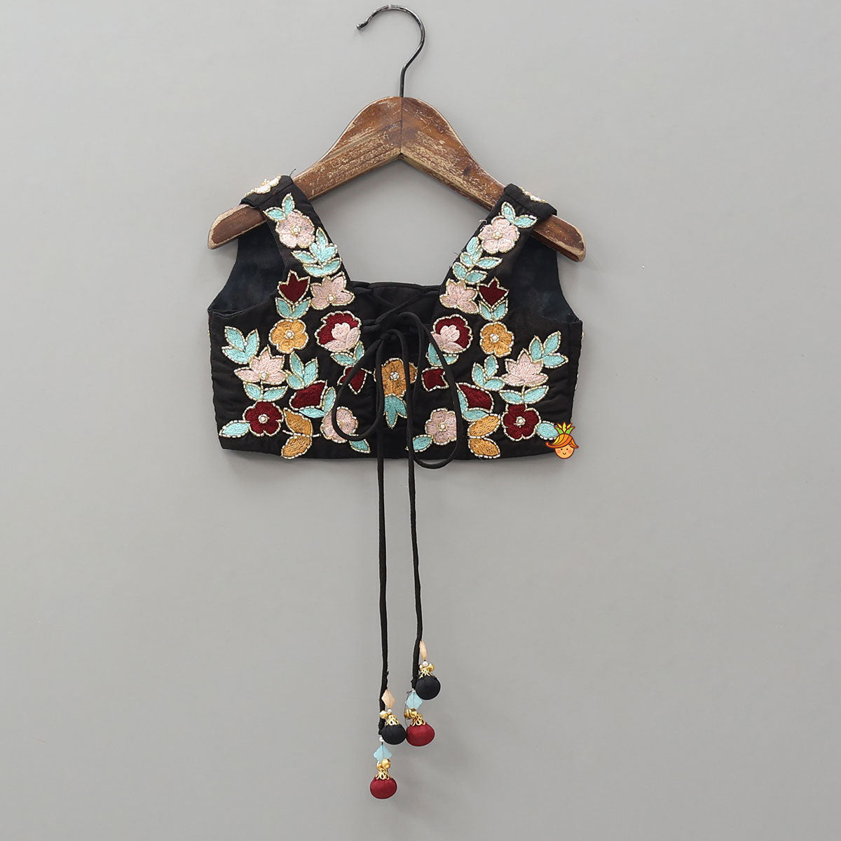Pre Order: Exquisite Floral Embroidered Embellished Crop Top With Lehenga