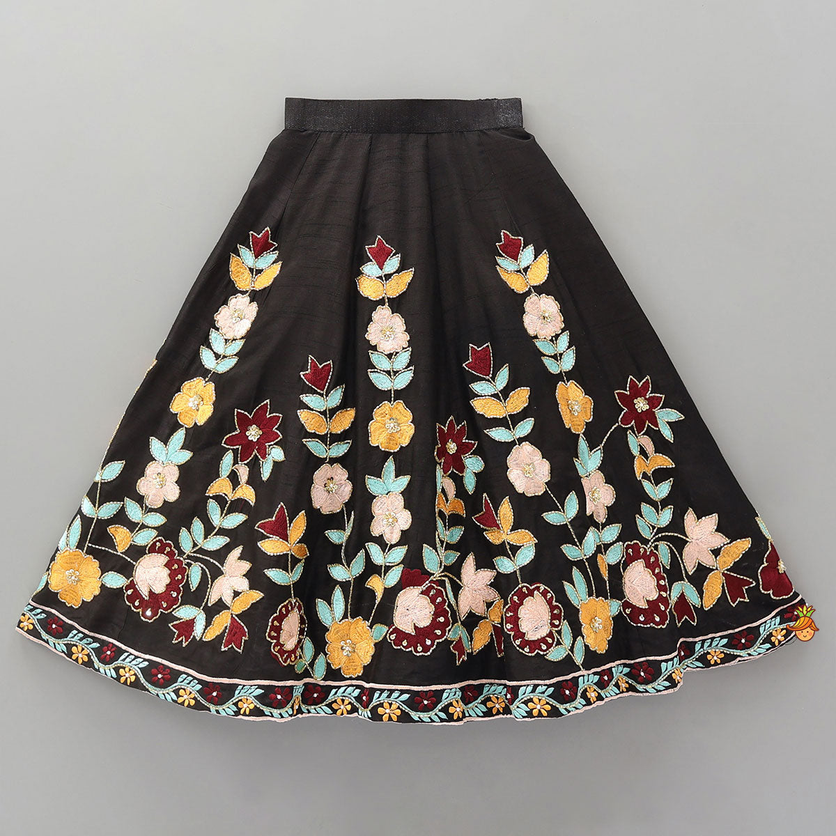 Pre Order: Exquisite Floral Embroidered Embellished Crop Top With Lehenga