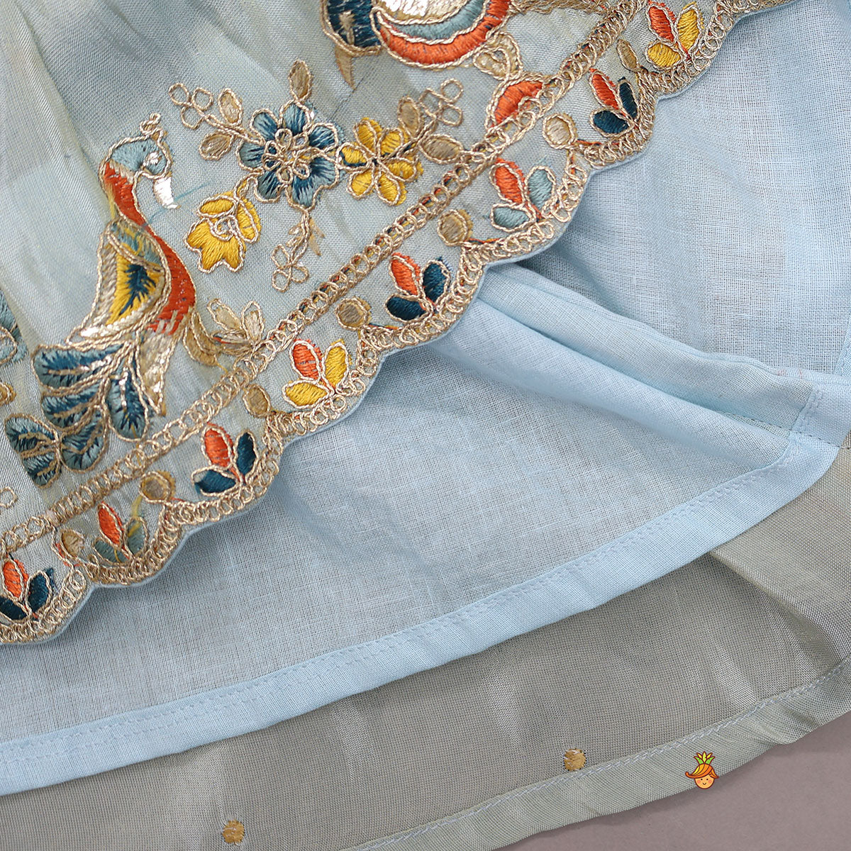 Pre Order: Layered Shimmery Kurti And Sharara With Contrasting Dupatta